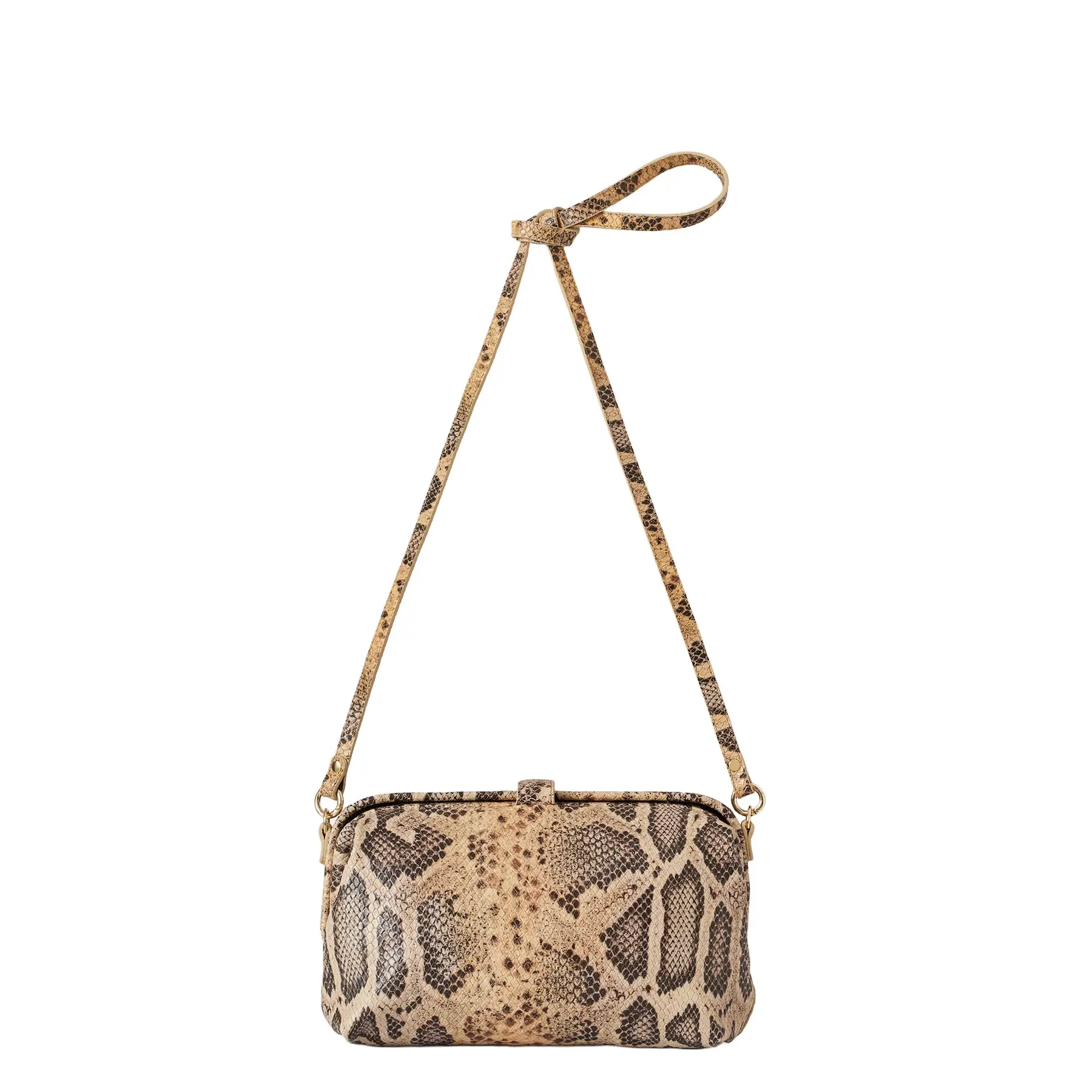 Beige Schlangenleder-Effekt Handtasche Damen Balagan Rofe M