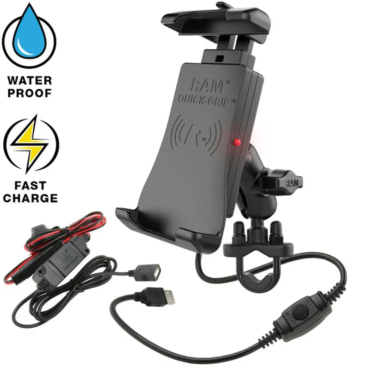 Draadloze en waterdichte ram snelgrip smartphone lader houder