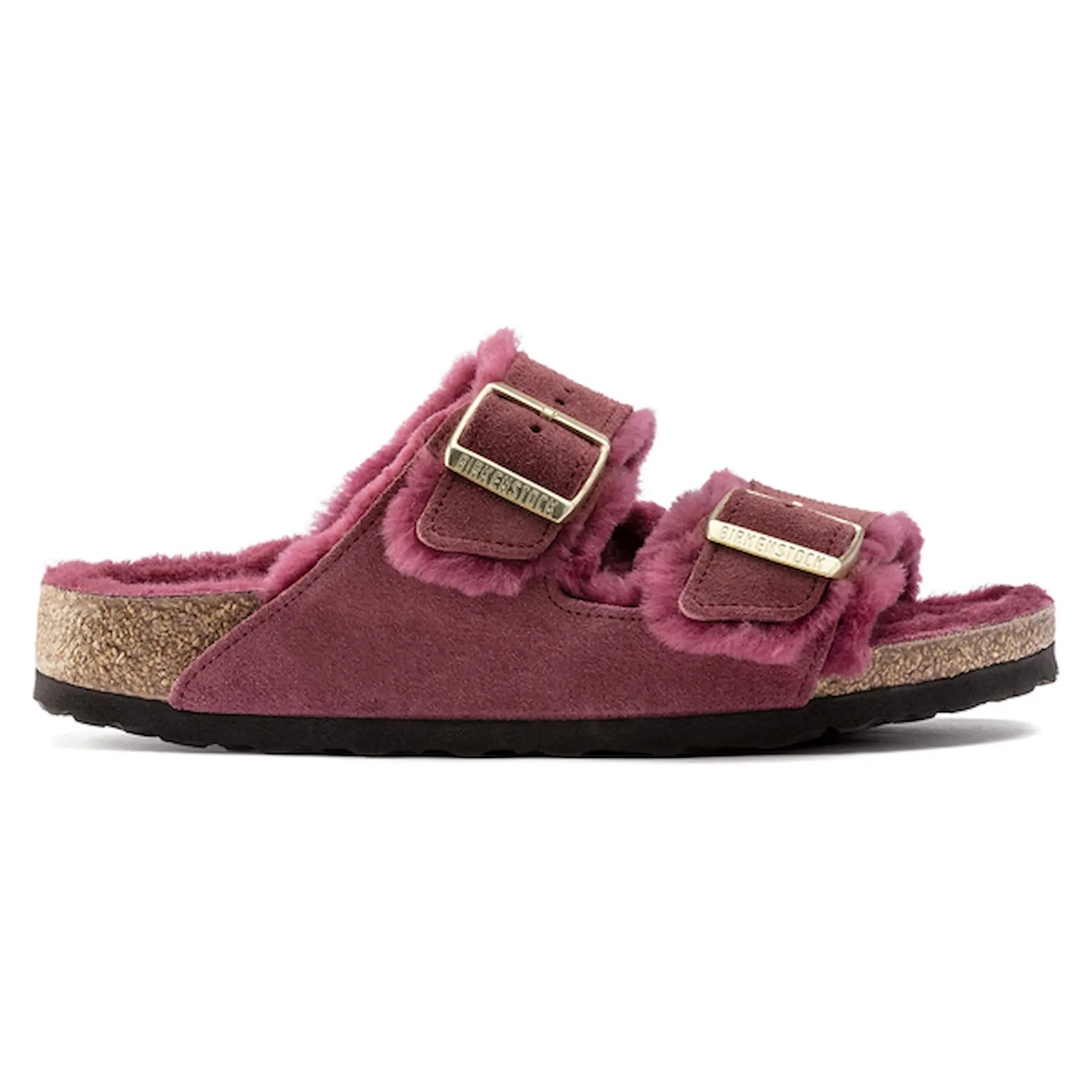 Pantoletten für Damen Birkenstock Arizona Shearling Suede Leather