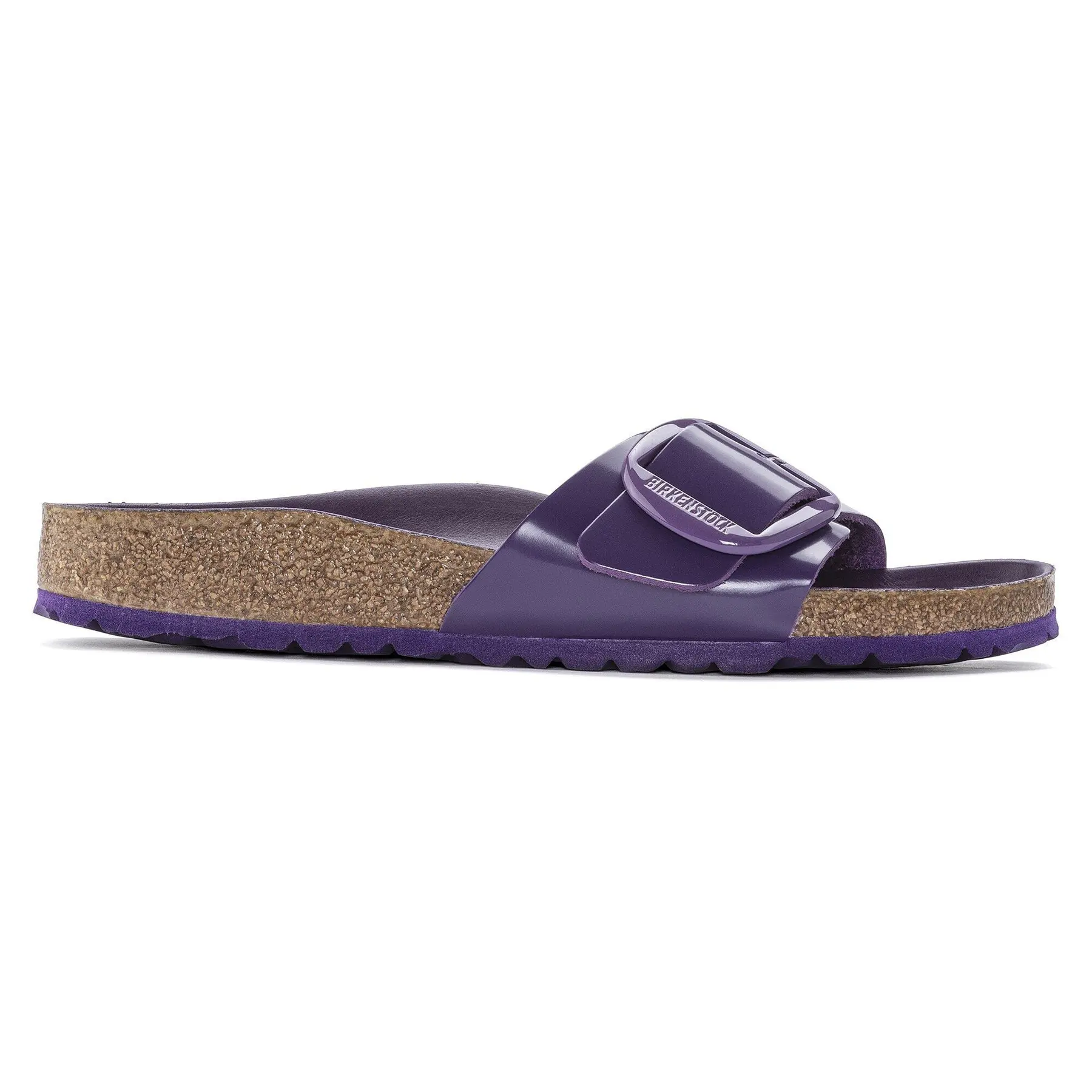 Pantoletten für Damen Birkenstock Madrid Big Buckle Natural Leather Patent