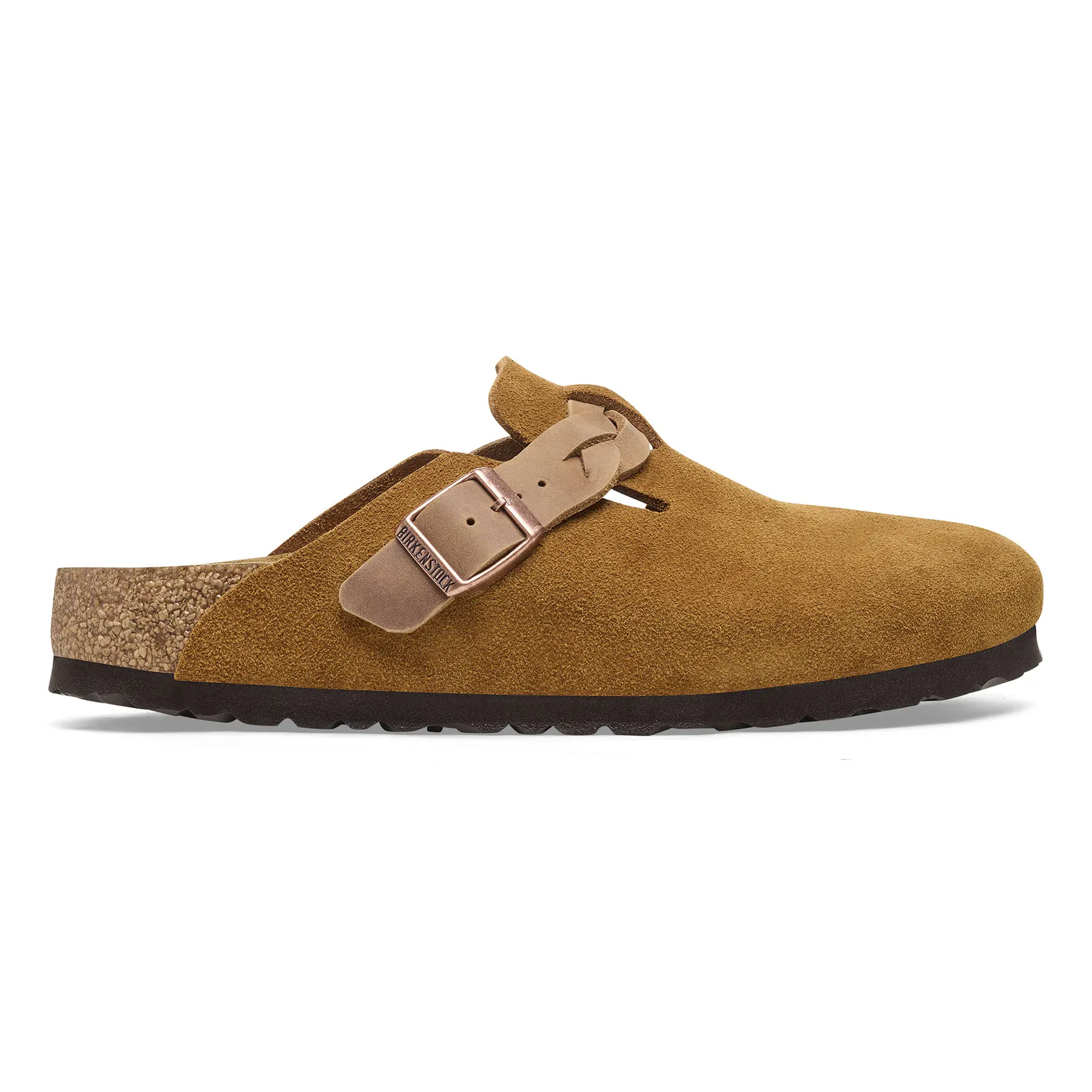 Ciabatte da donna in pelle Birkenstock Boston Braided Suede