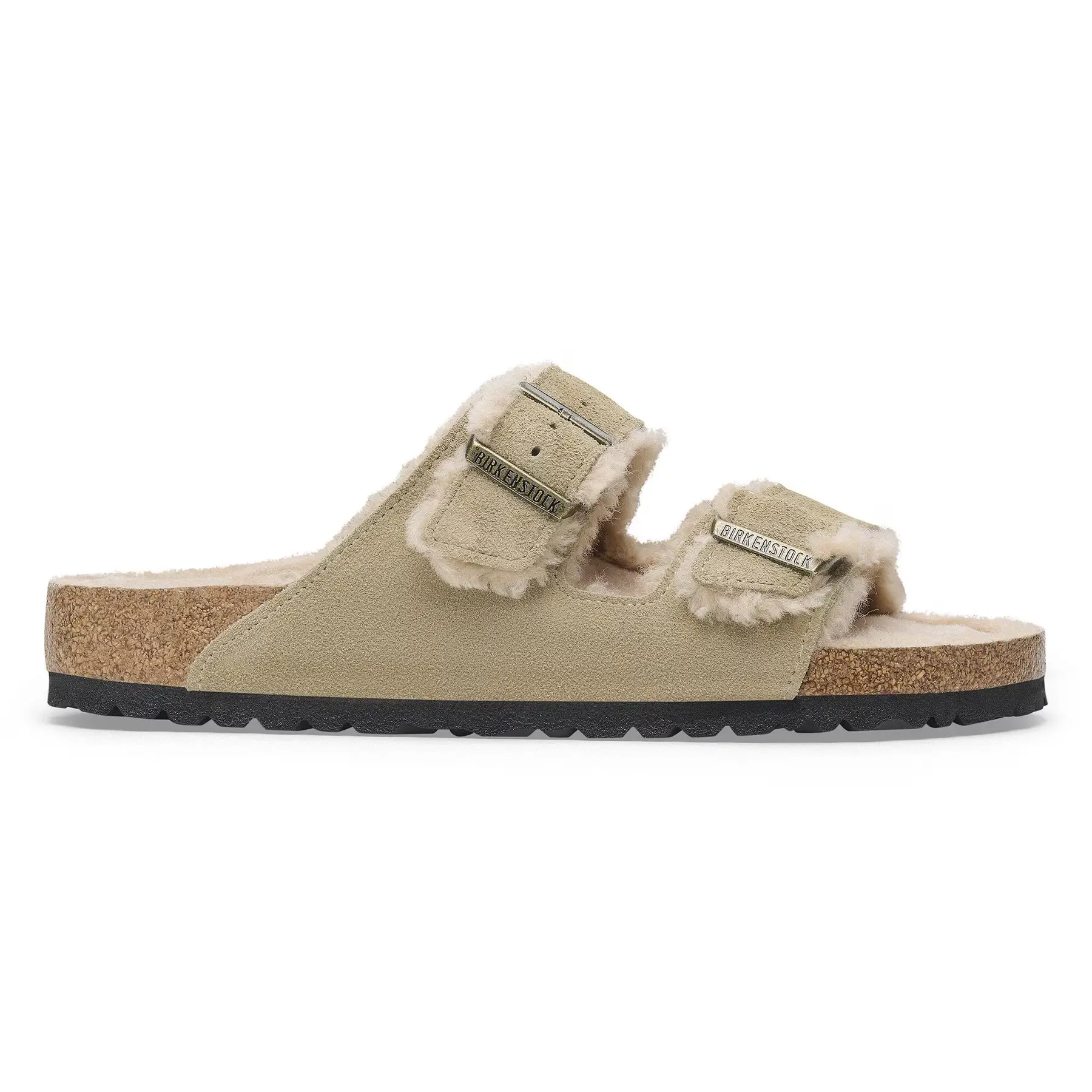 Sandali in pelle scamosciata e pelliccia Birkenstock Arizona Shearling