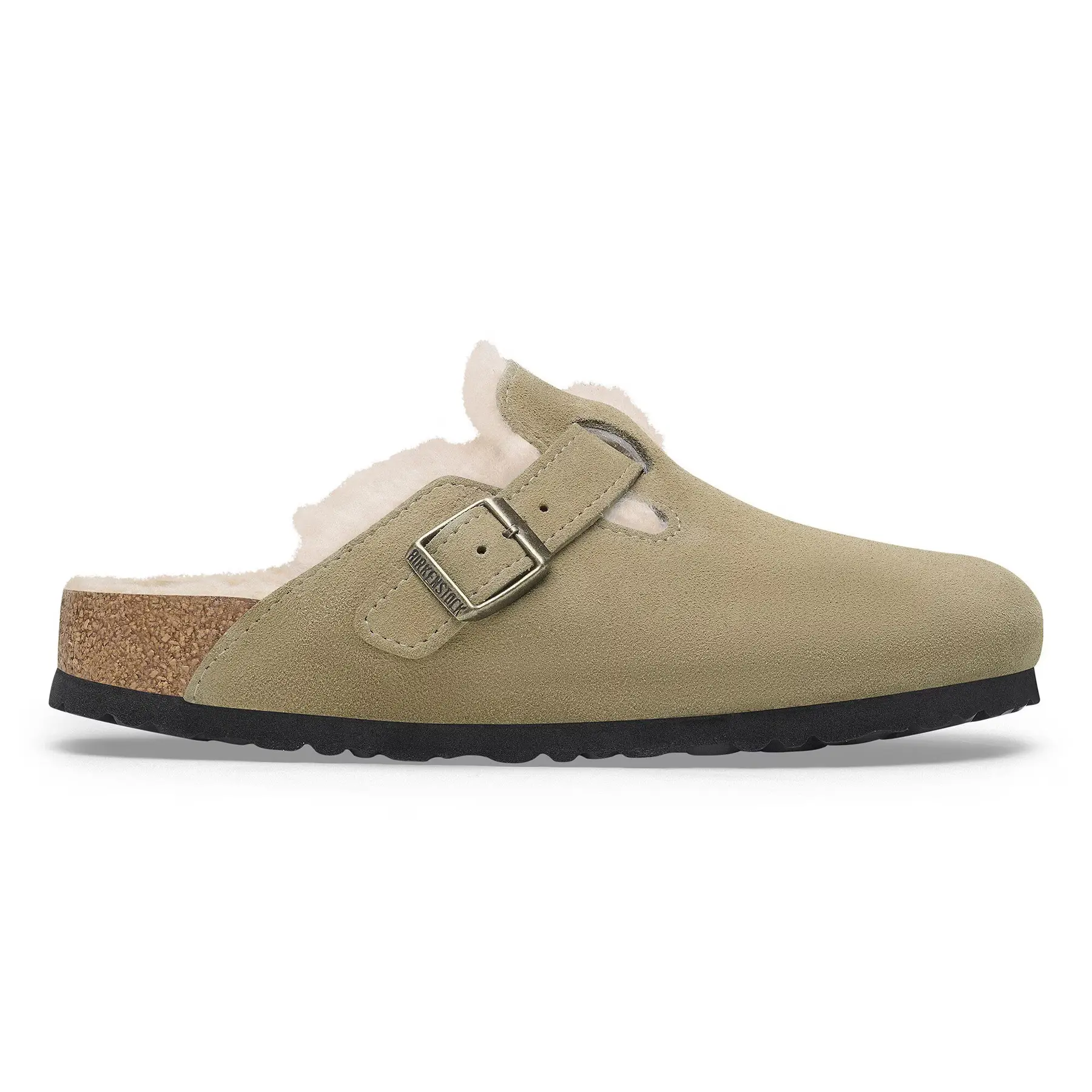 Wildleder-Fußballsandalen mit Futter im Regular Fit Birkenstock Boston Shearling