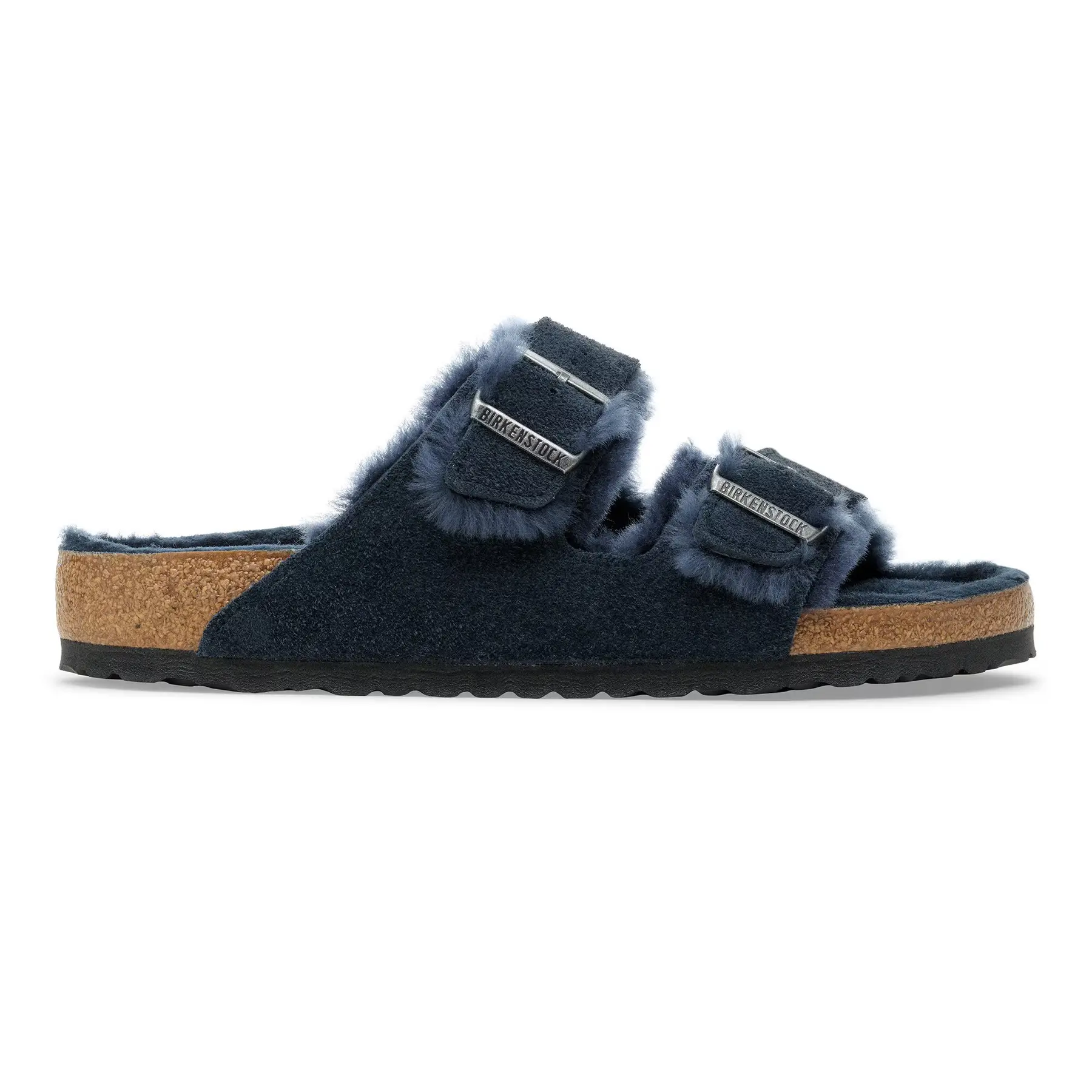 Sandali Birkenstock Arizona Shearling Suede Leather/Fur New Navy