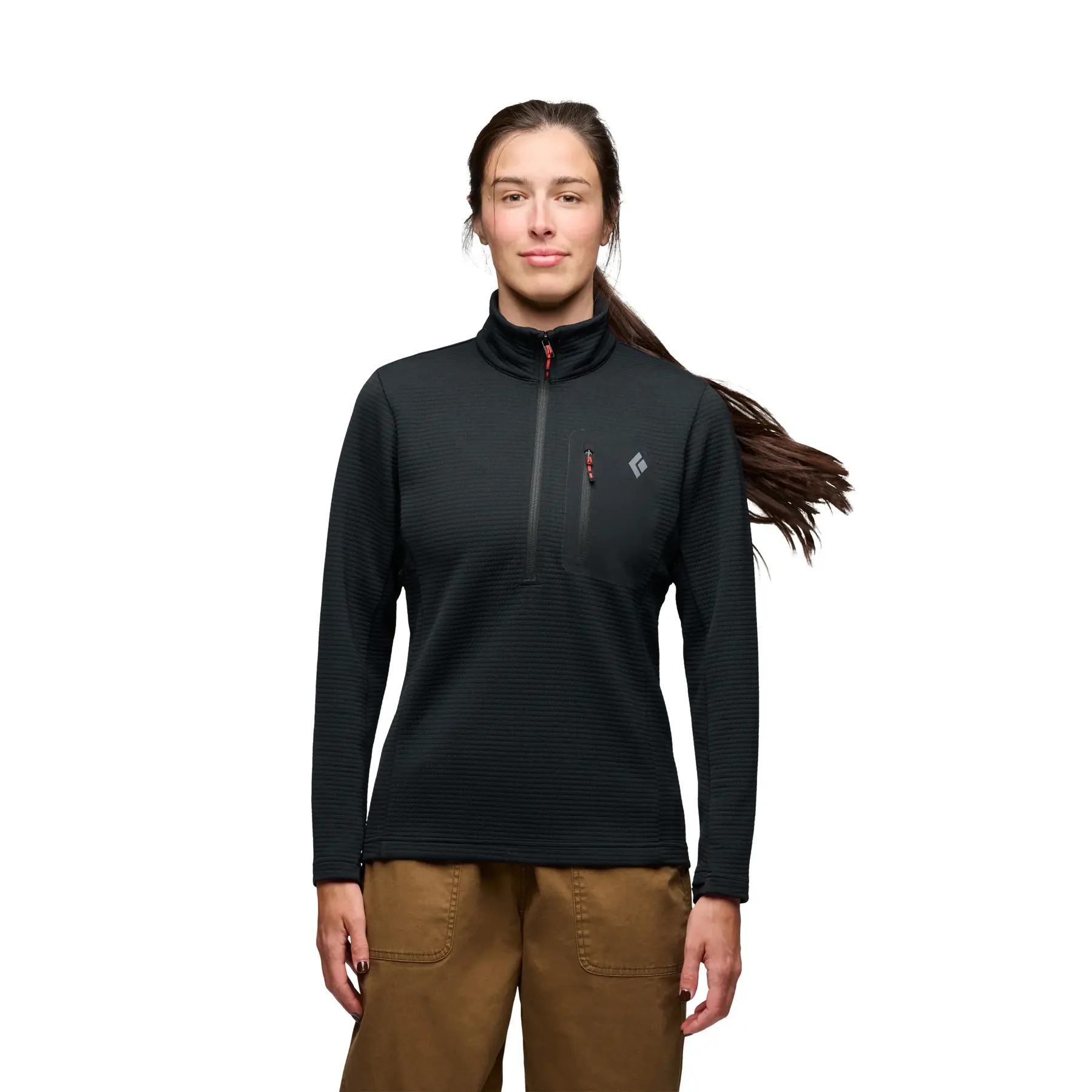 Damen Polarfleece 1/2 Zip Black Diamond Diverge