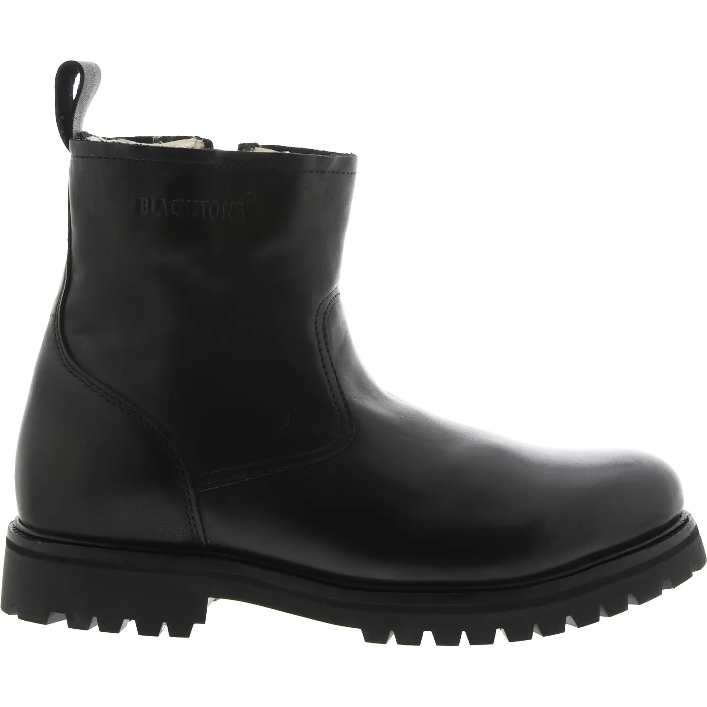 Blackstone Men's Black Zipper Boots With Fur Stone Om63