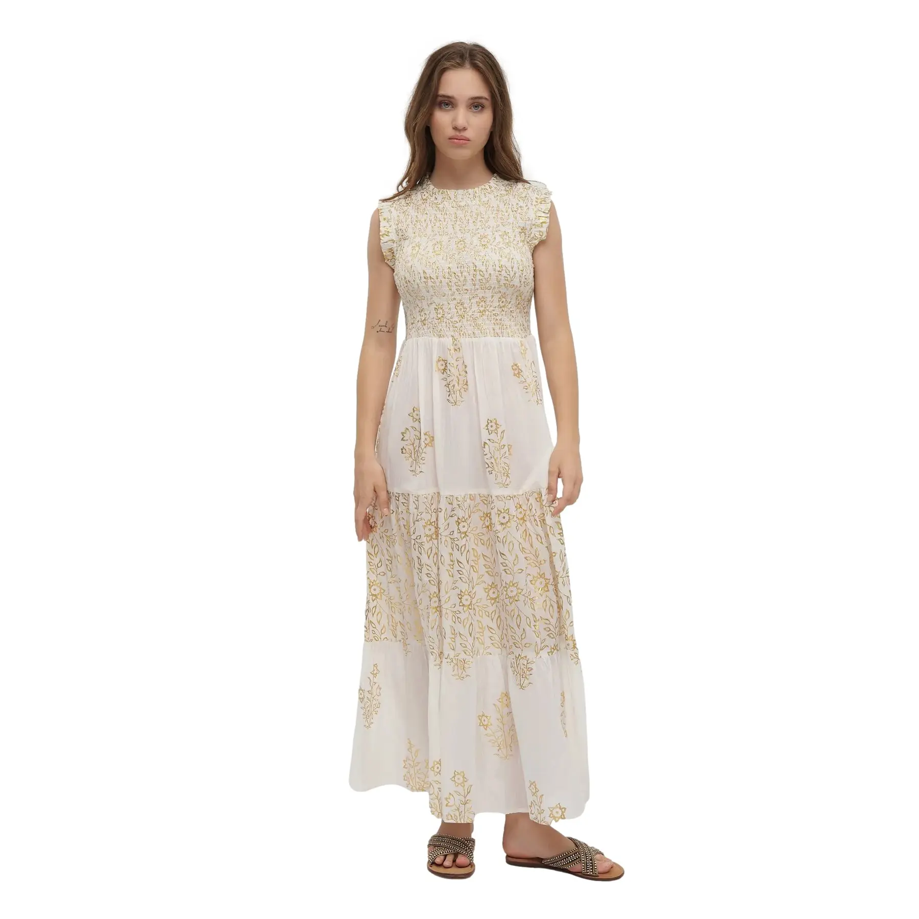 Maxi Jurk Zonder Mouwen Met Print Dames Ble Resort Collection