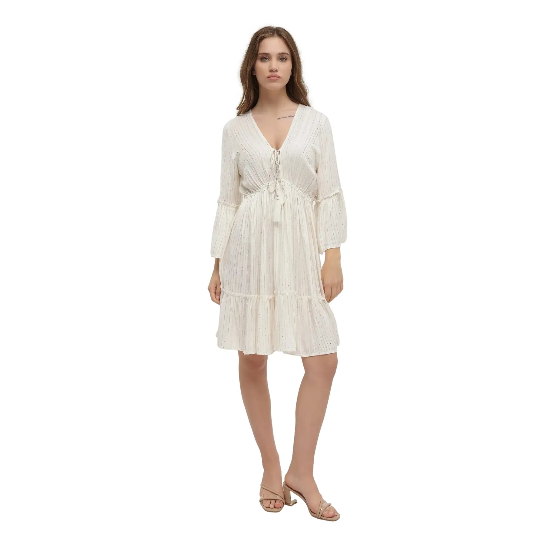Mini Lurex Jurk Met Lange Mouwen Dames Ble Resort Collection