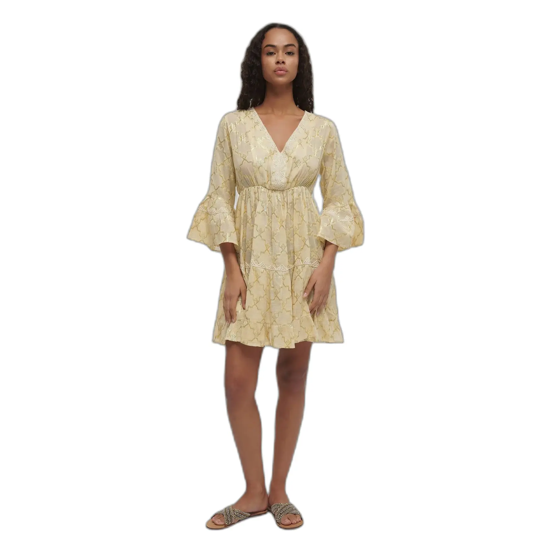 Korte jurk met 3/4 mouwen voor vrouwen Ble Resort Collection