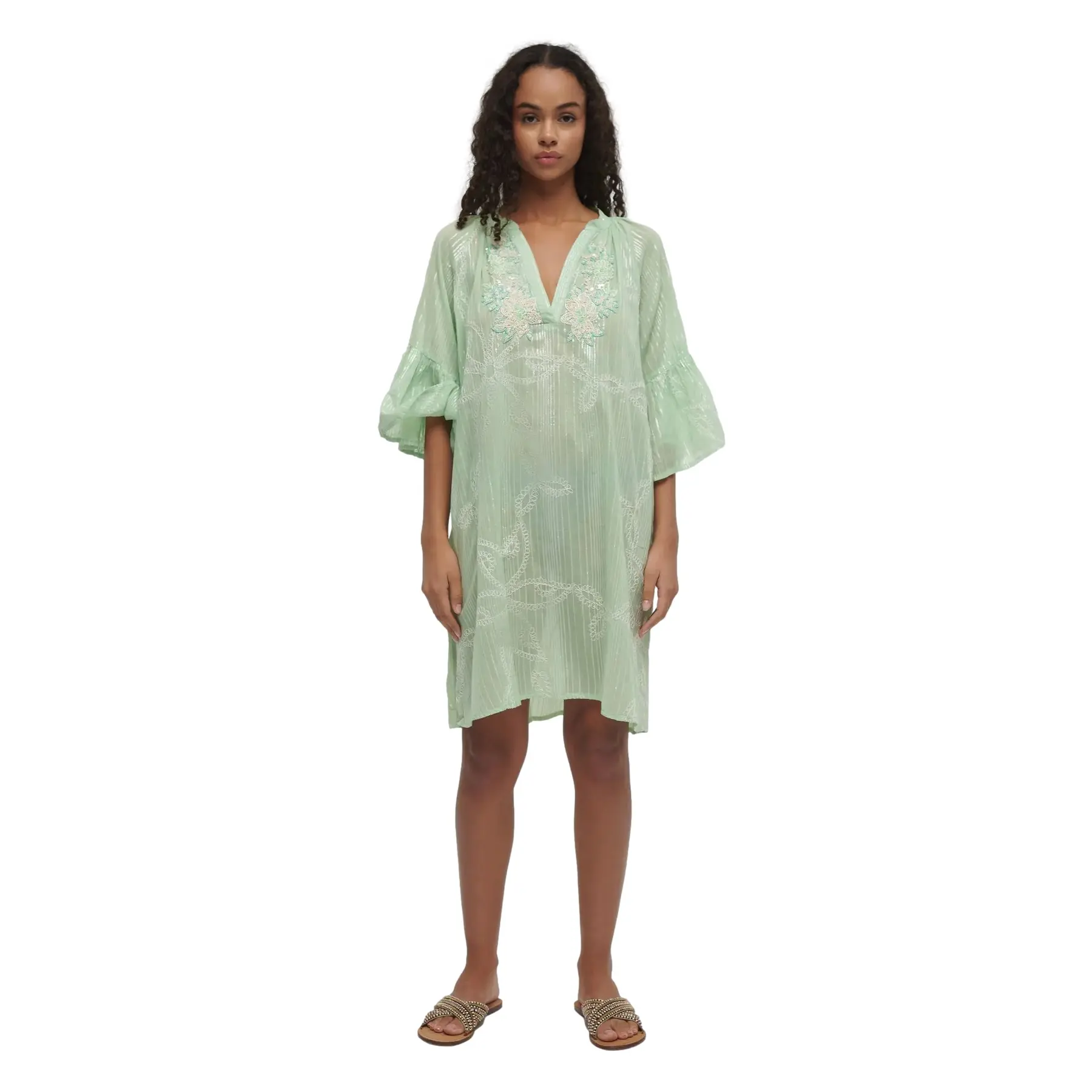 Kurzes Kleid mit 3/4-Ärmeln Damen Ble Resort Collection