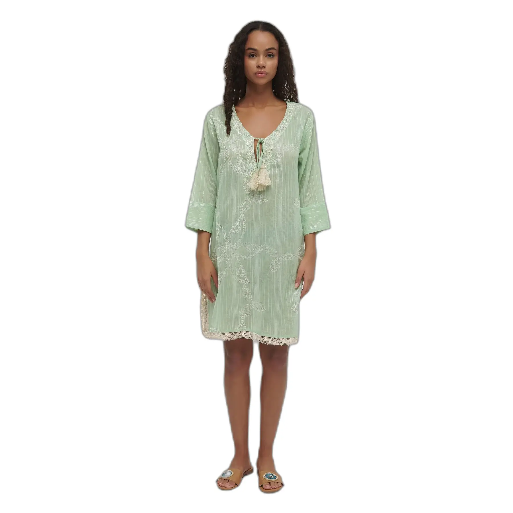 Korte Caftan 3/4 Mouwen Dames Ble Resort Collection