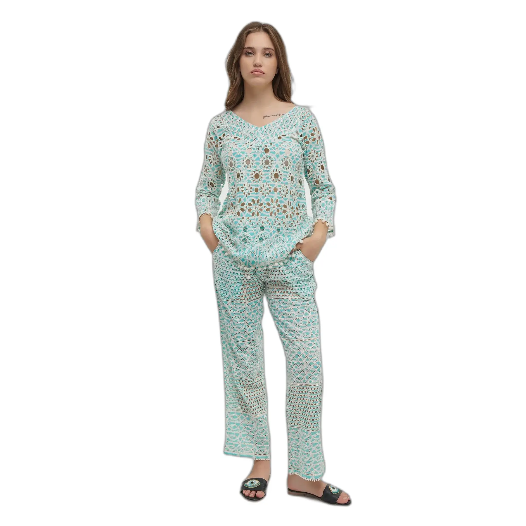 Damen Oberteil und Hose Set Ble Resort Collection