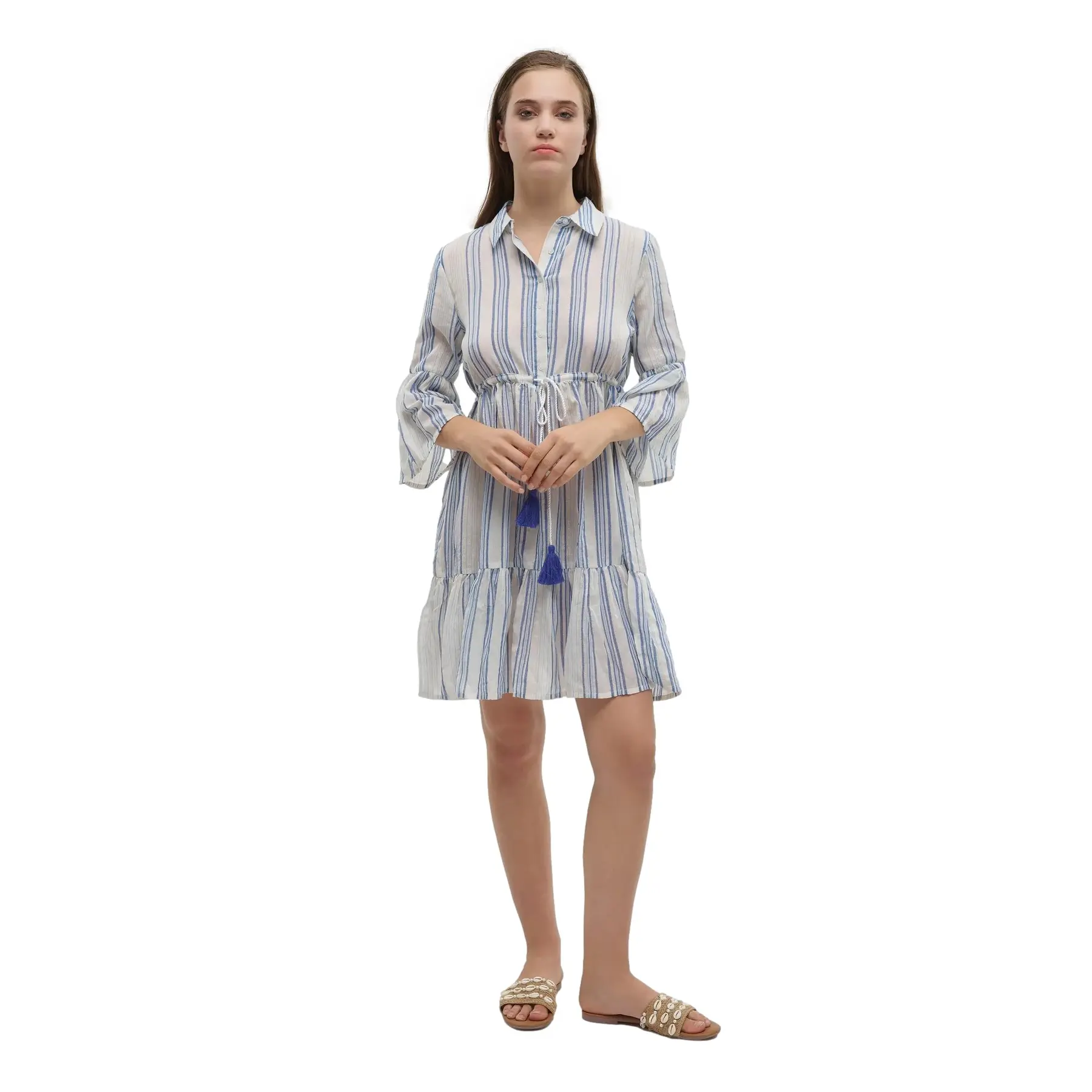 Korte jurk met 3/4 mouwen voor vrouwen Ble Resort Collection