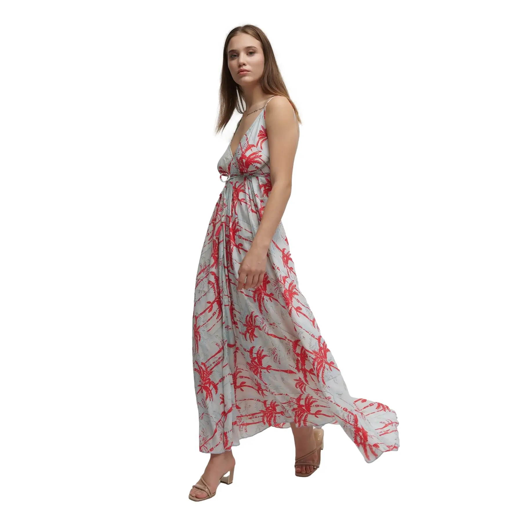 Maxikleid mit offenem Rücken für Damen Ble Resort Collection Palms