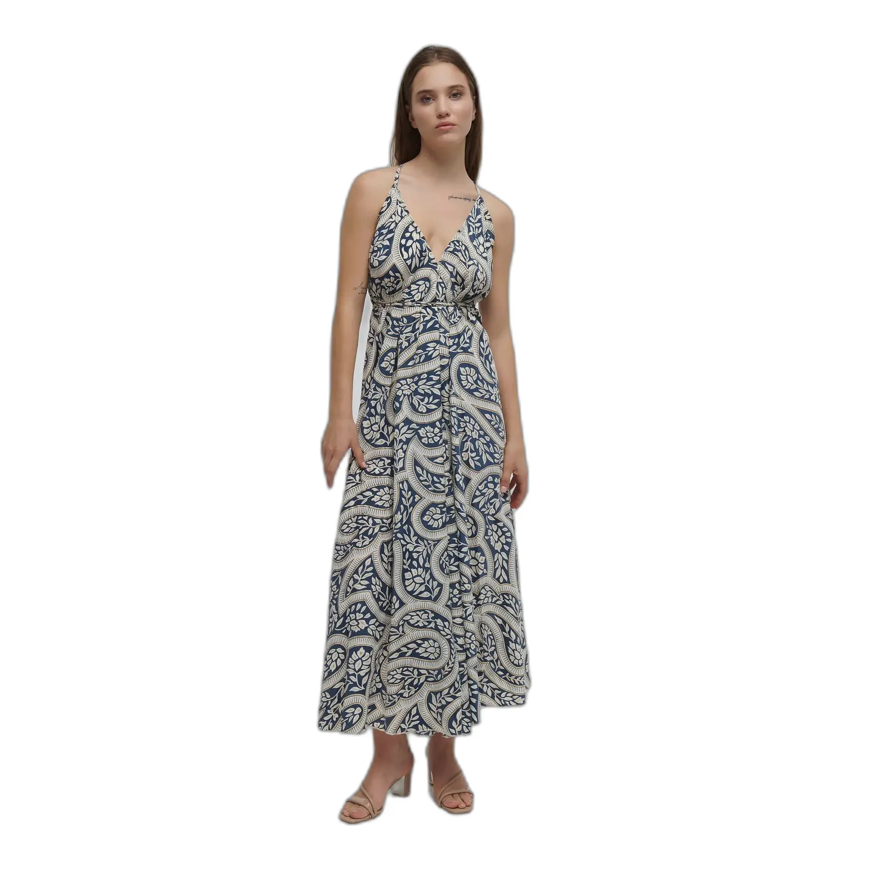 Maxikleid mit offenem Rücken für Damen Ble Resort Collection Leaf