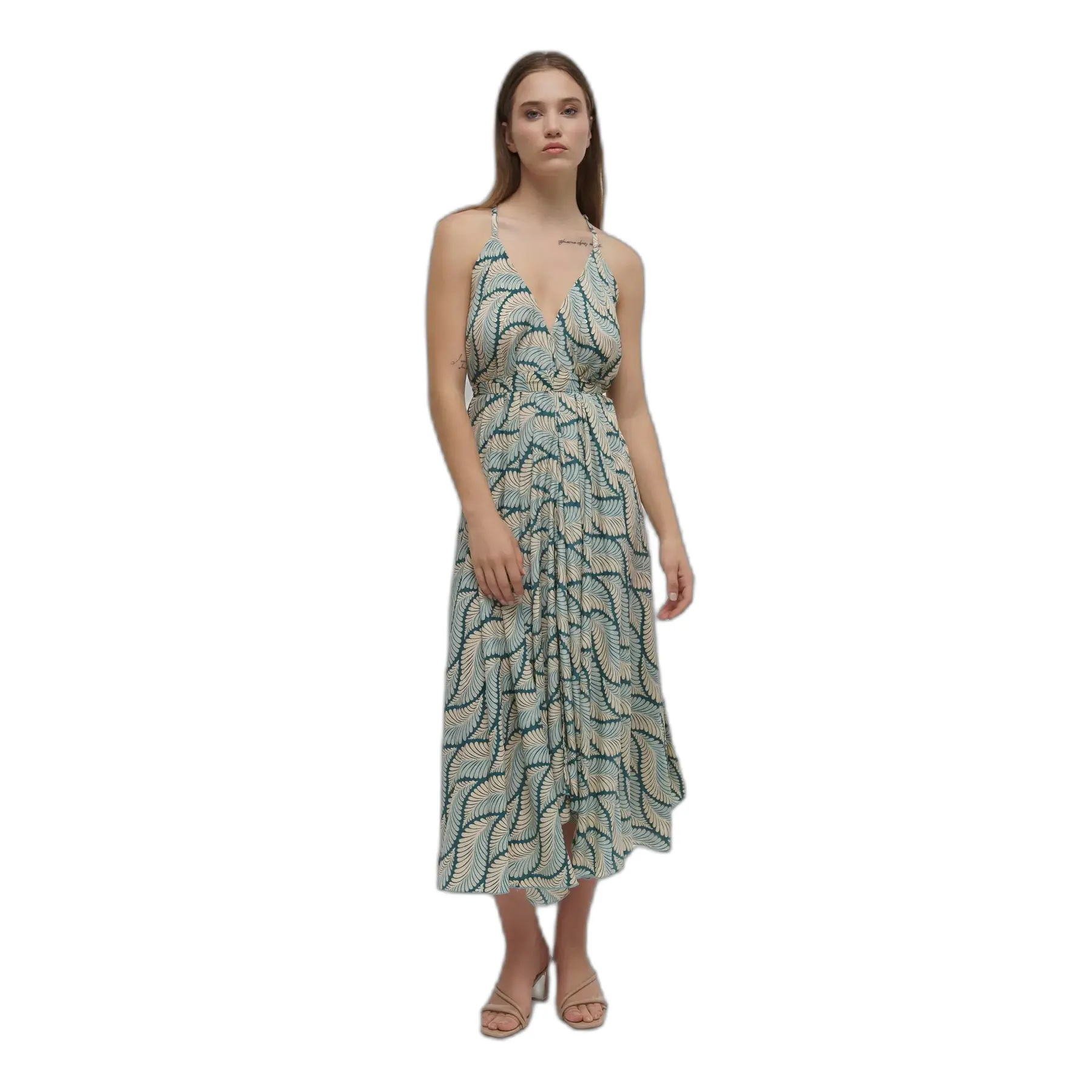 Maxikleid Damen Ble Resort Collection Leaf