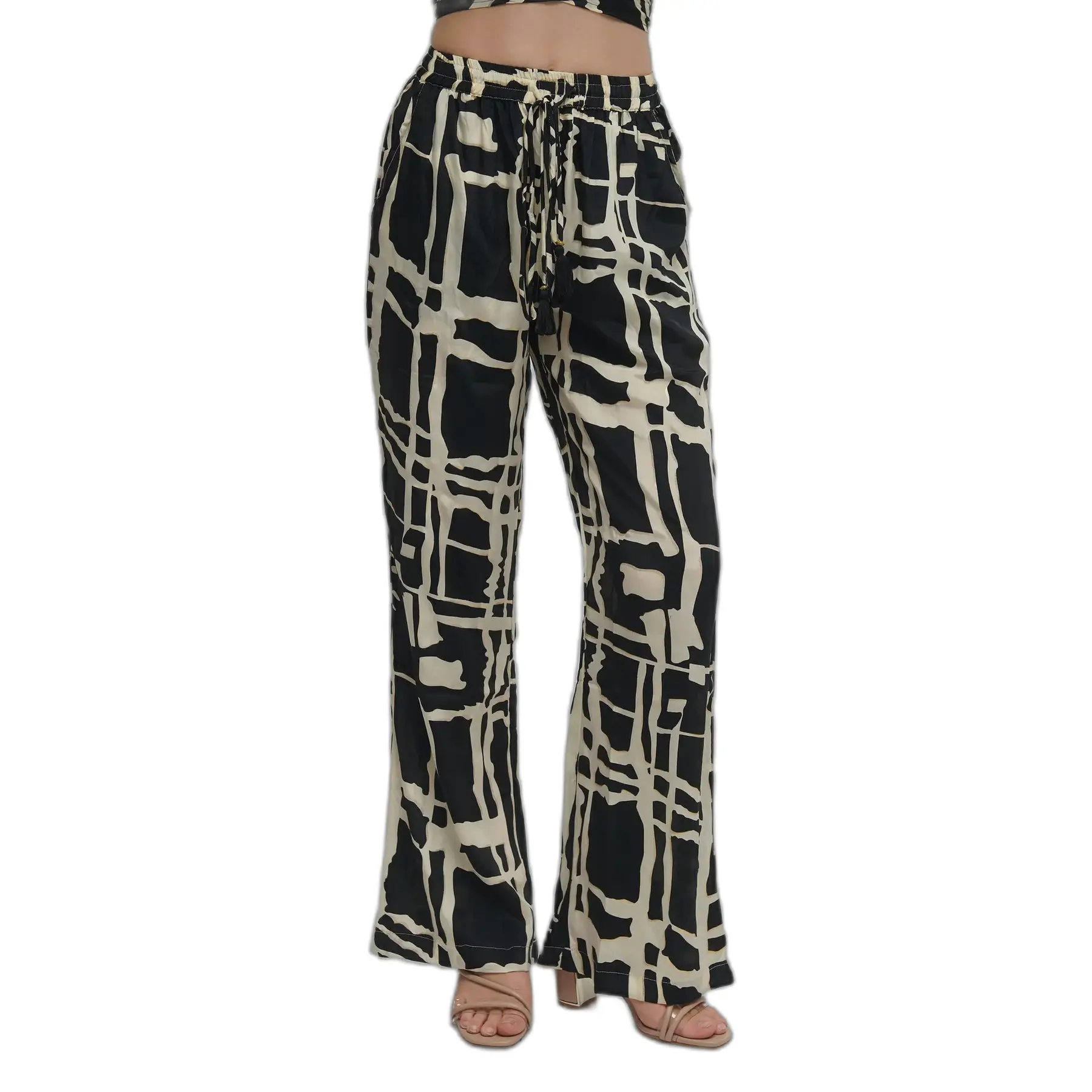 Dames broek met koord Ble Resort Collection Blocks