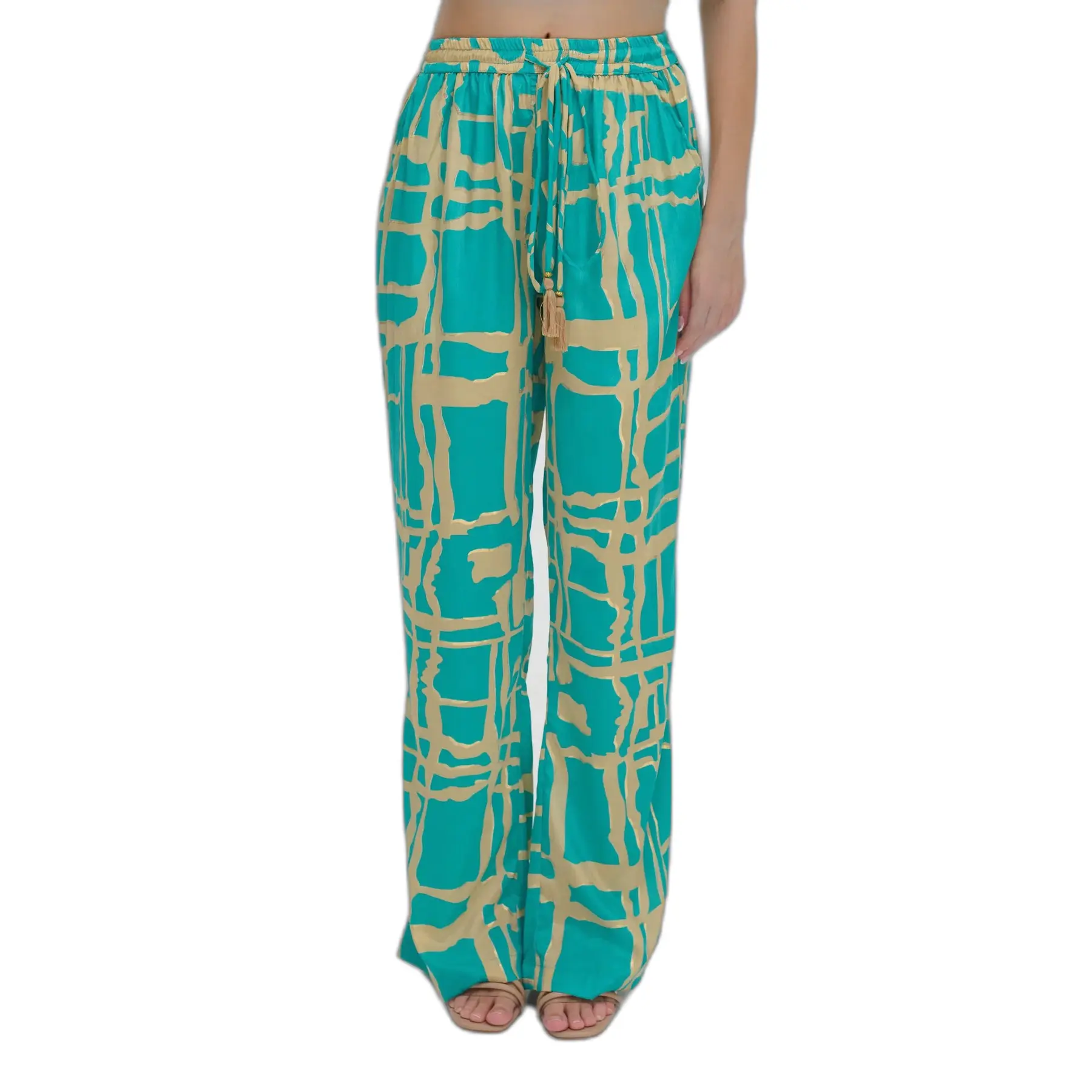 Dames broek met koord Ble Resort Collection Blocks