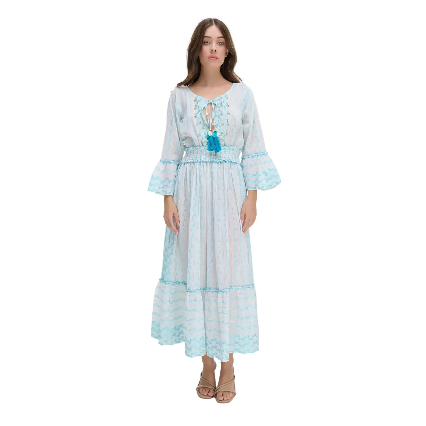 Maxi jurk met 3/4 mouwen voor dames Ble Resort Collection