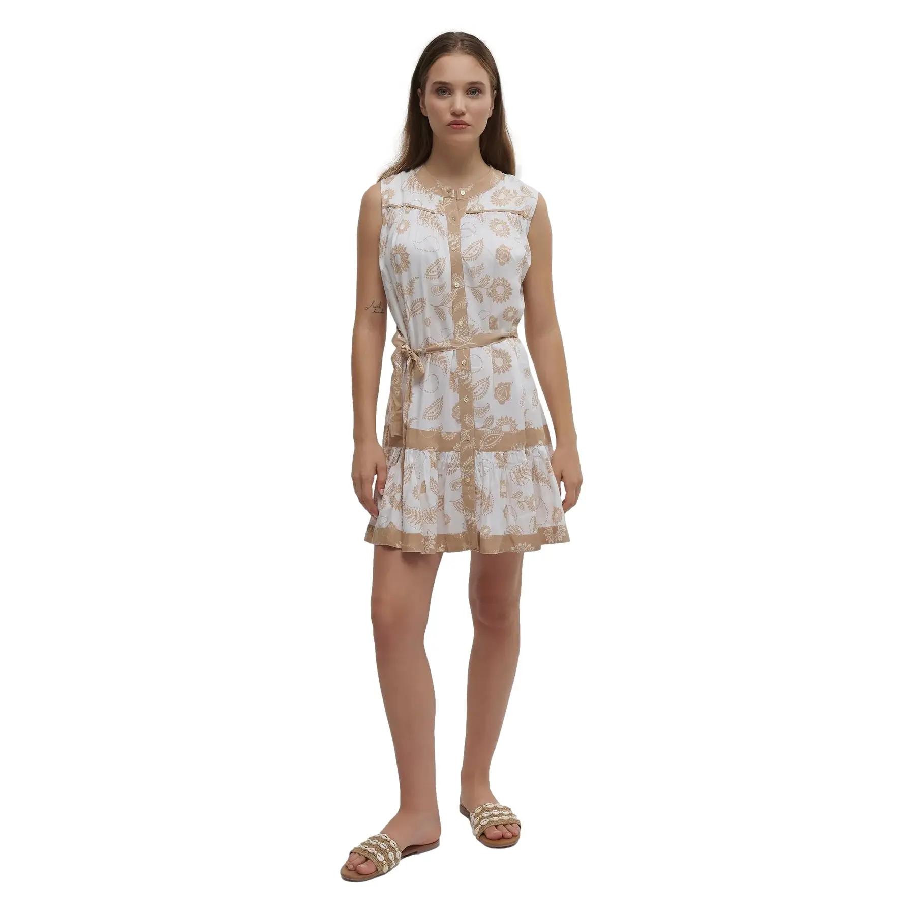 Mini Jurk Zonder Mouwen Met Ceintuur Dames Ble Resort Collection