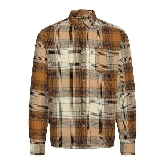 Blend Brown Long-Sleeved Cotton Shirt Dac