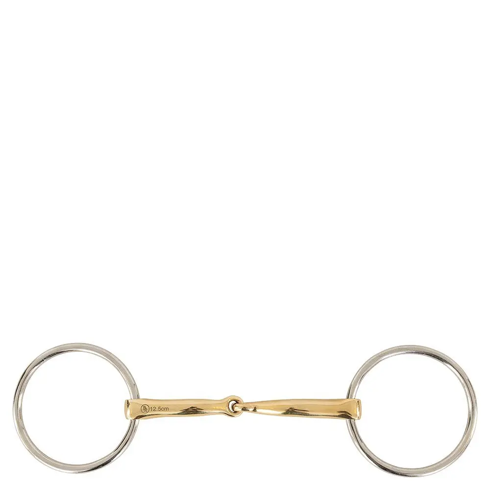 Einfaches Gebiss für Pferde mit gebogenem Bruch BR Equitation Soft Contact - Farbe: Gold