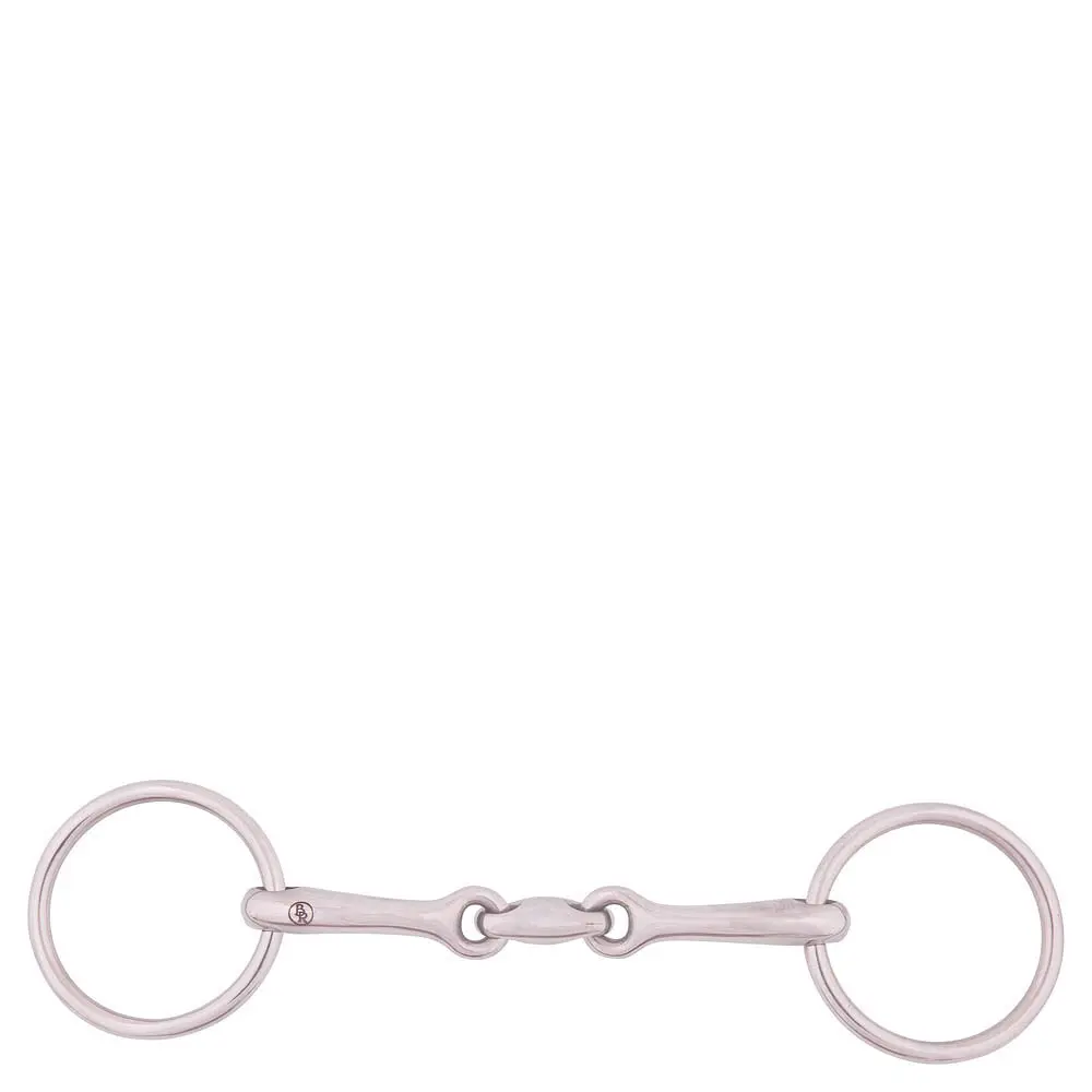 Double snaffle bit for horses in solid stainless steel BR Equitation 13mm