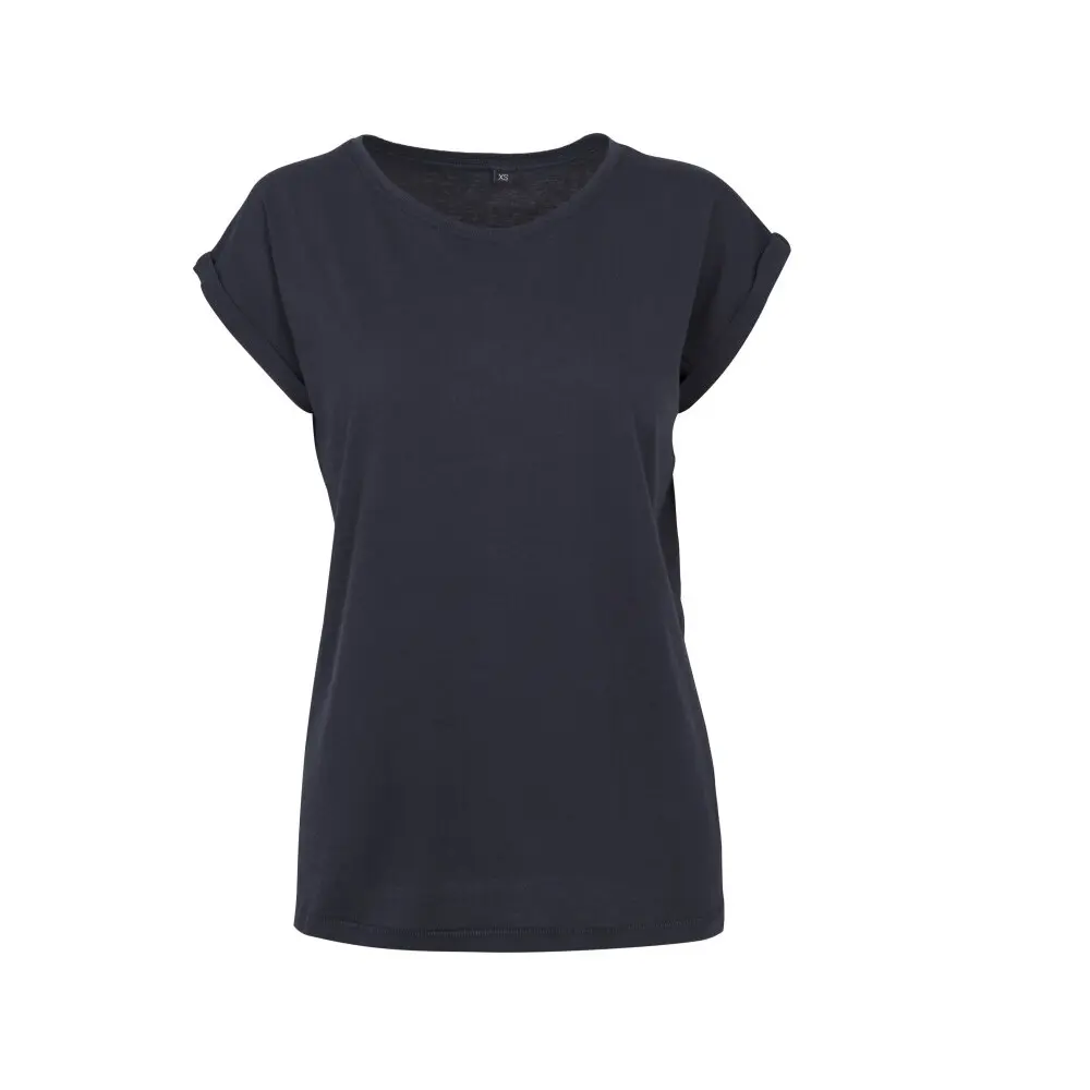 Build Your Brand - Extended Shoulder Dames T-shirt - Navy maat 3XL