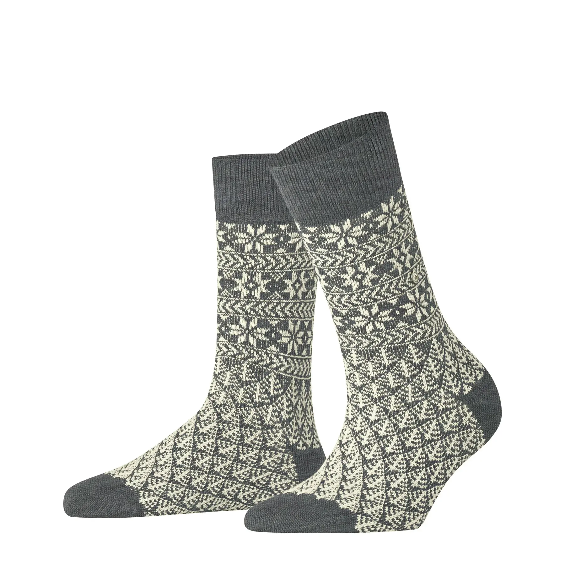 Burlington X-Mas gedessineerd wol sokken dames grijs - maat 36-41