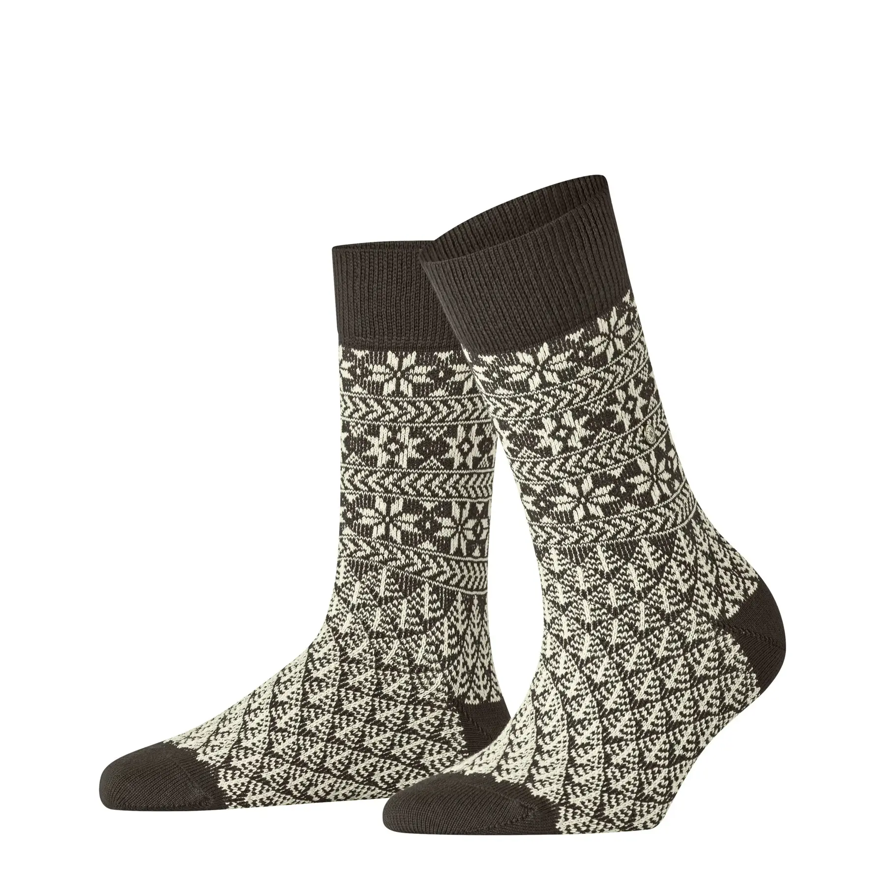 Burlington X-Mas gedessineerd wol sokken dames bruin - maat 36-41