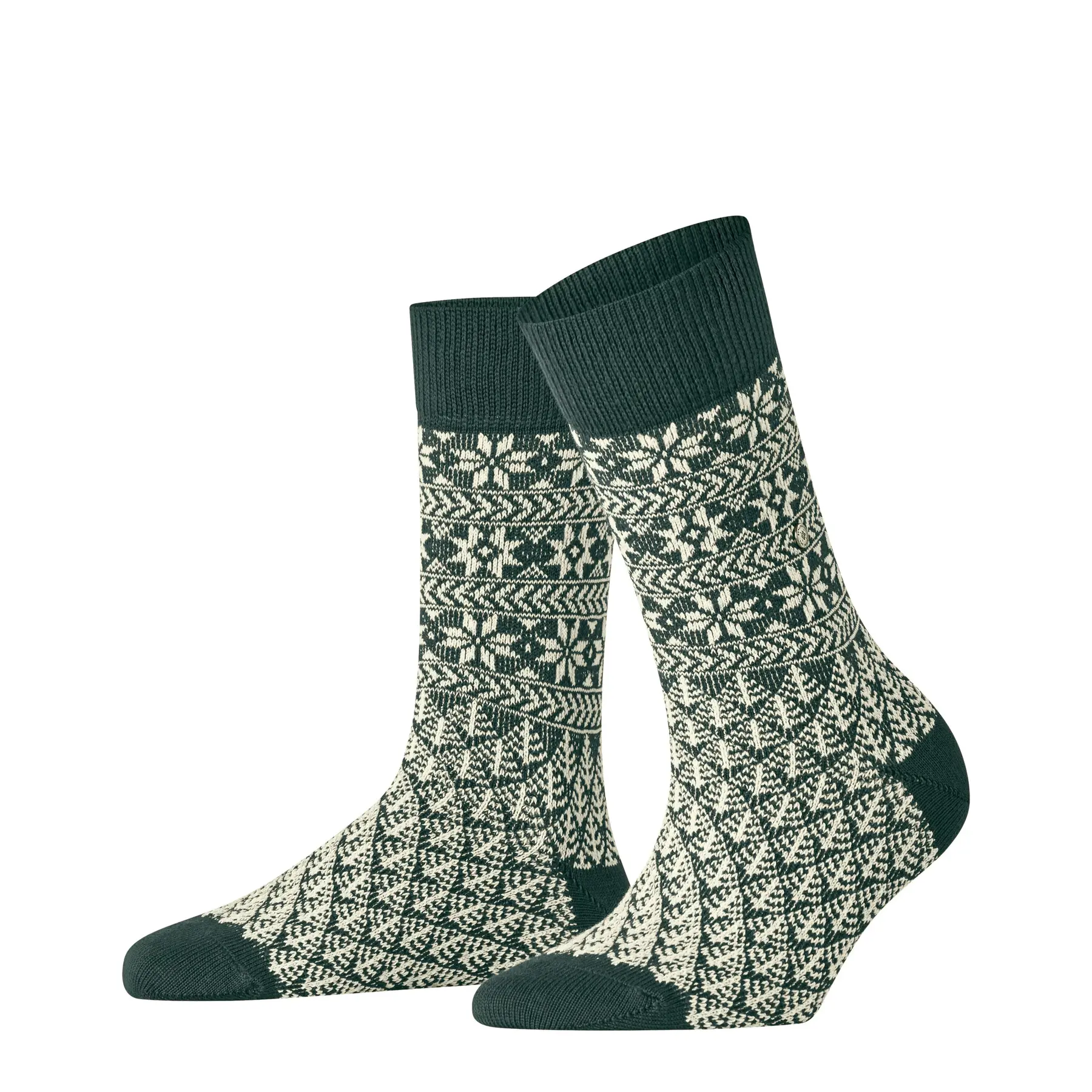 Burlington X-Mas gedessineerd wol sokken dames groen - maat 36-41