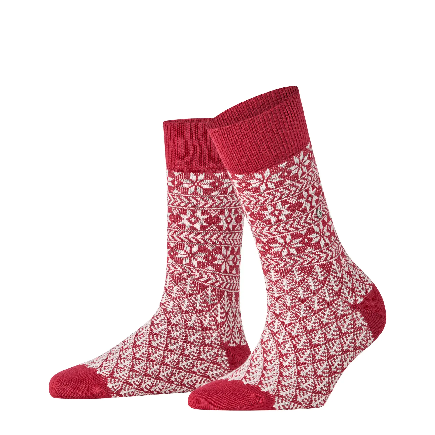 Burlington X-Mas gedessineerd wol sokken dames rood - maat 36-41
