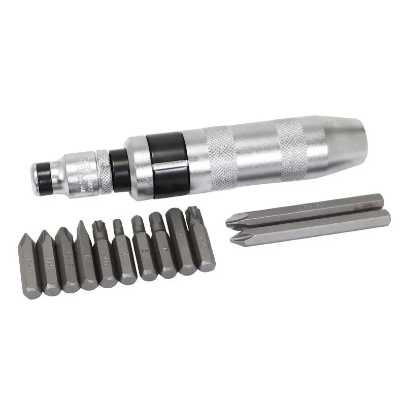 Cacciavite a percussione con punta per viti Phillips, esagonali e torx + 2 cacciaviti a croce da 80 mm Buzzetti 4918