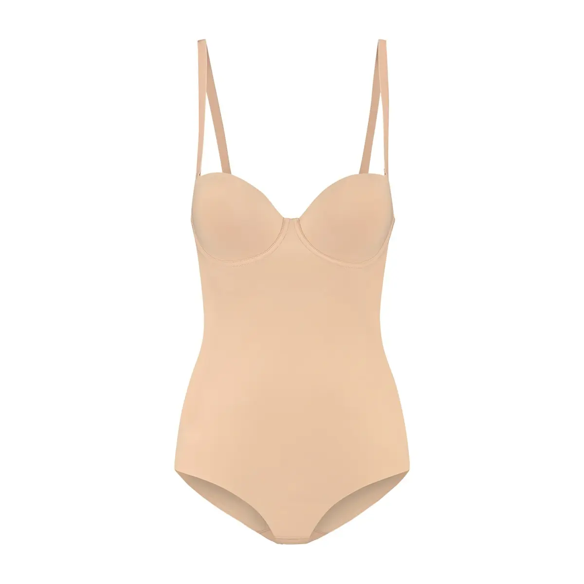 Bye Bra Women's Beige Padded Support Bodysuit For