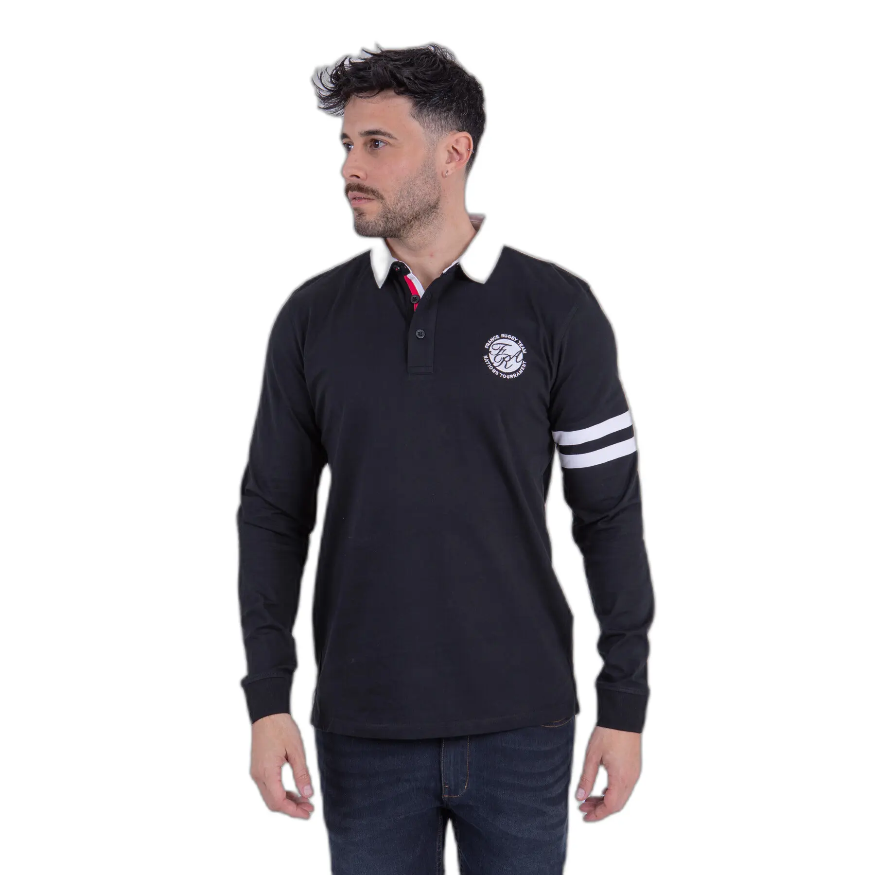 Langarm-Polo mit kontrastierendem Kragen Camberabero