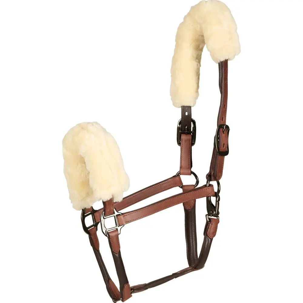 Leather halter with faux fur Catago