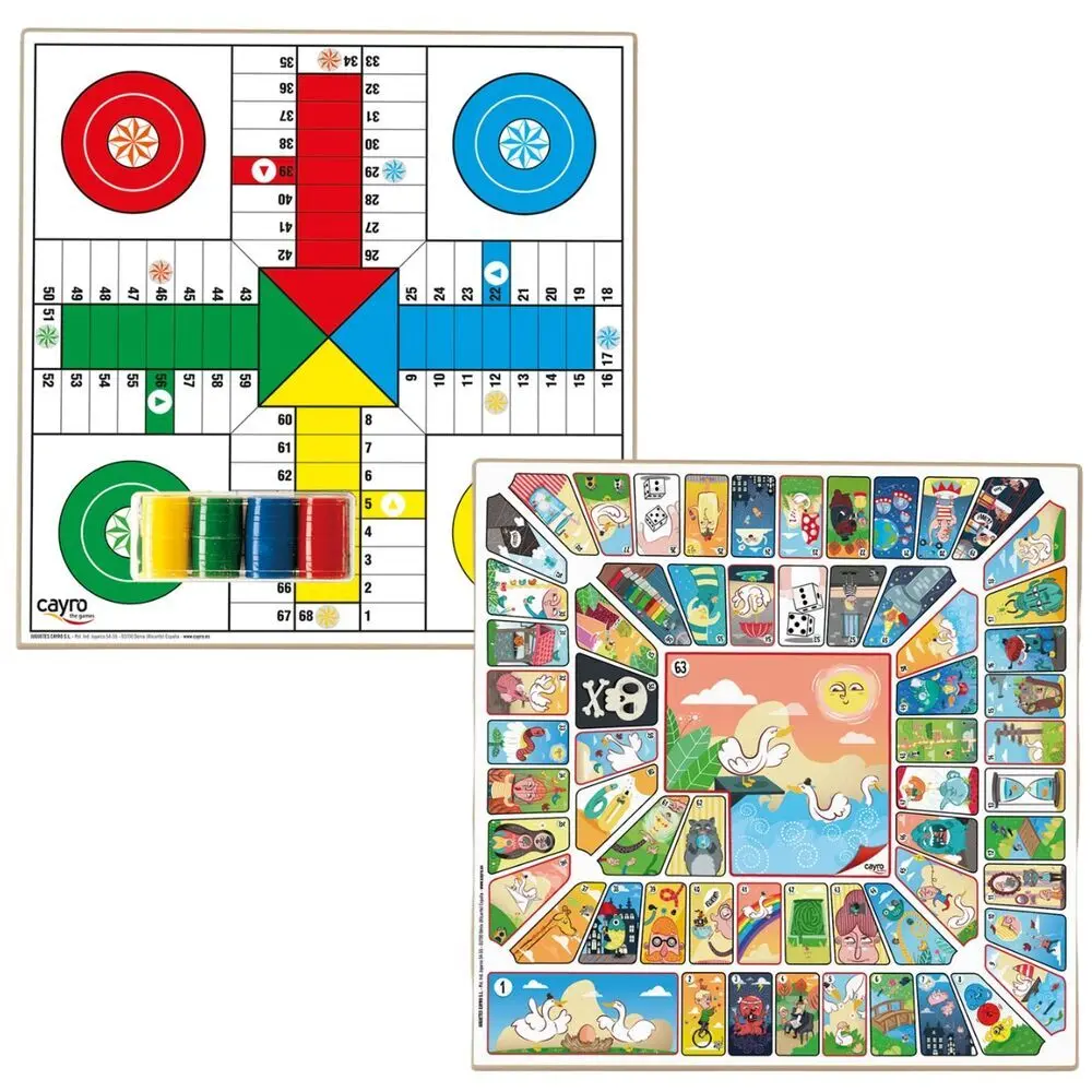 Holz Spiele-Set Parcheesi und Schach mit Zubehör Cayro