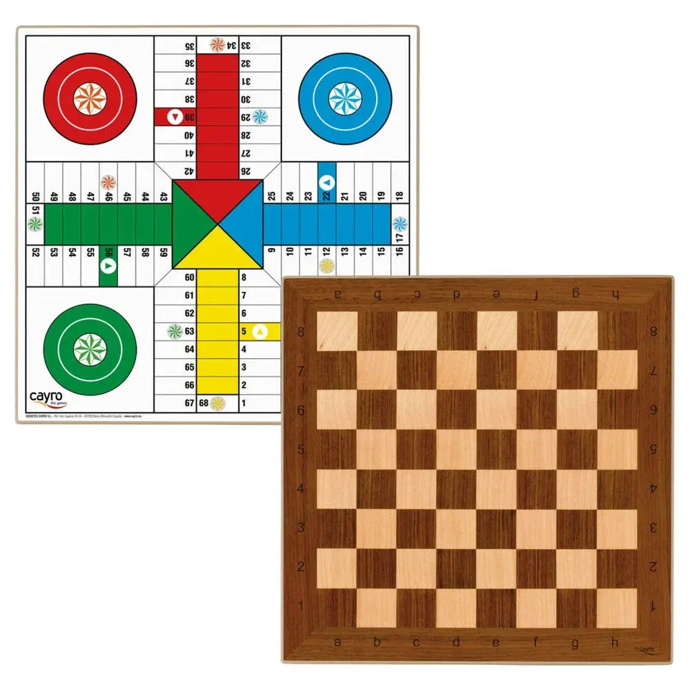 Jeux de société jeu de parcheesi et d'échecs sur plateau en bois Cayro Jeux de société jeu de parcheesi et d'échecs sur plateau en bois Cayro