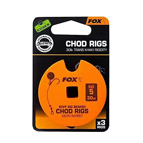 Monofilament Fox rigide 30lb Standard Chod Rig Barbed taille 5
