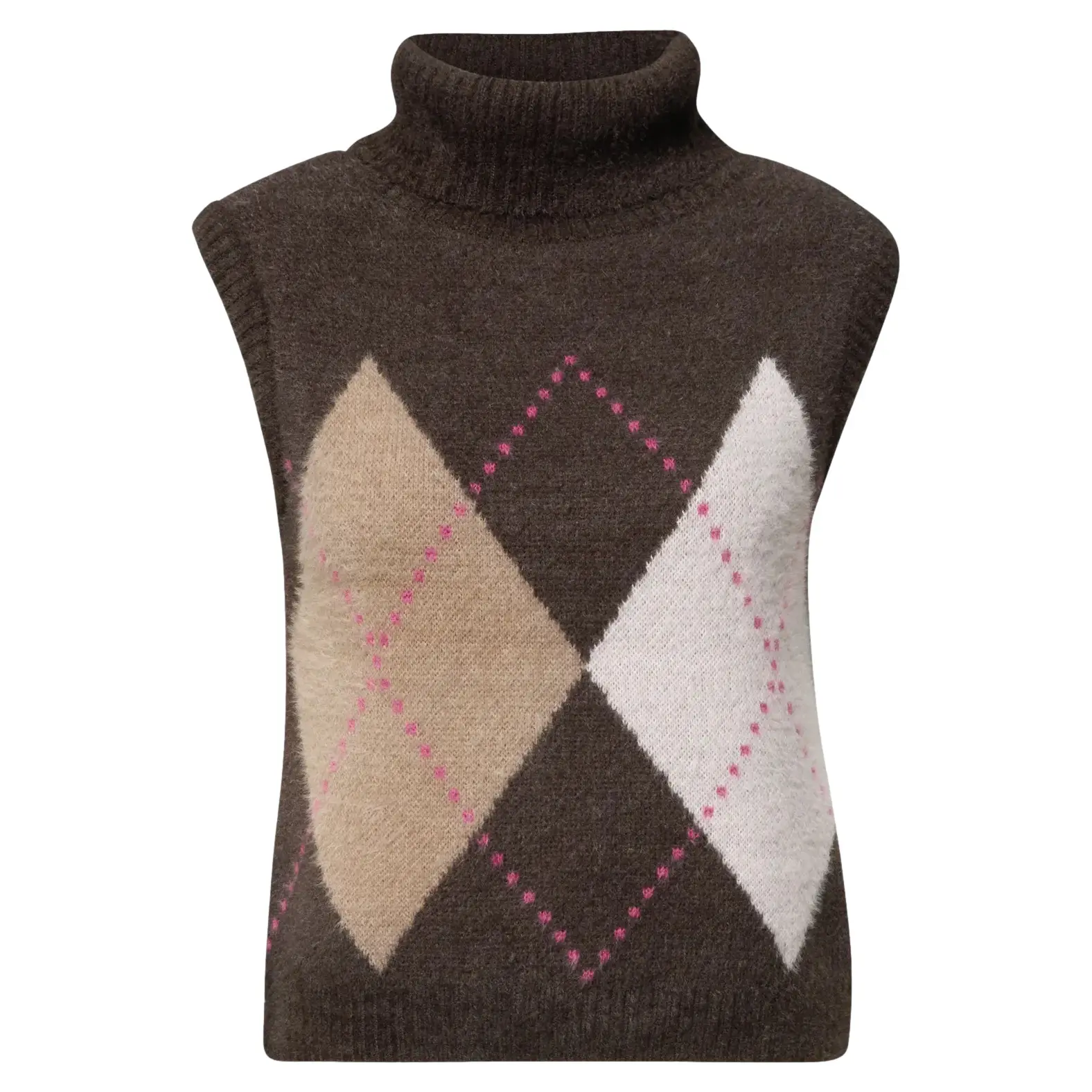 Ärmelloser Pullover Damen Cecil Tos Feather yarn argyle