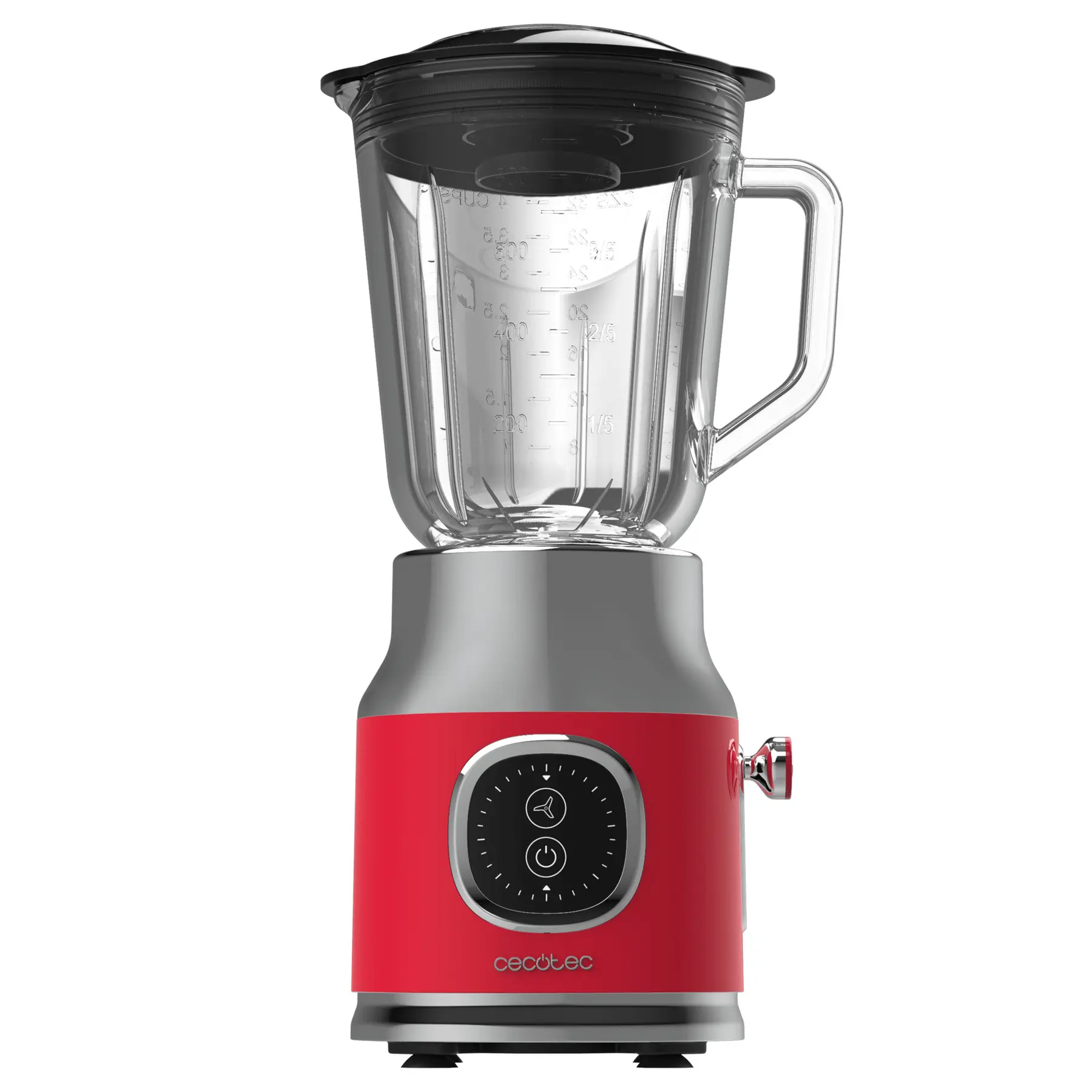 Cecotec Standmixer Retro RetroTwist Red. 800W Maximale Leistung, Pulse-Funktion, 4-Klingen-Messer mit schwarzer Titanbeschichtung und 1L Krug, Vintage-Design in Rot