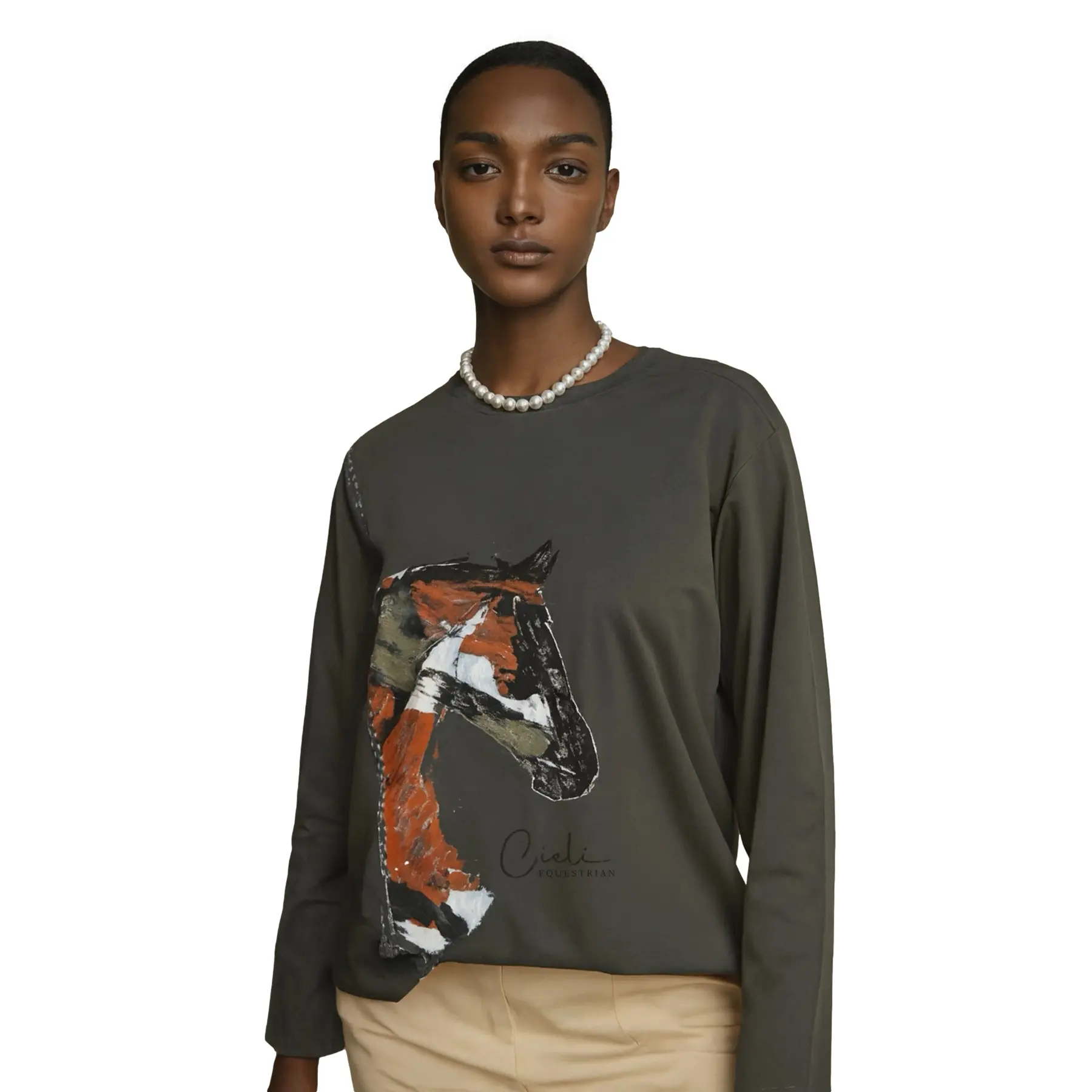 Women's long sleeve T-shirt Cieli Equestrian The Iyanda Horse Head