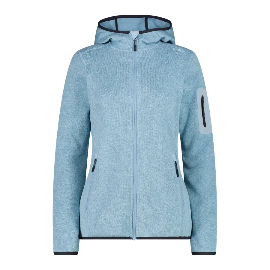 Dicke gestreifte Kapuzenfleecejacke Damen CMP Knit-Tech