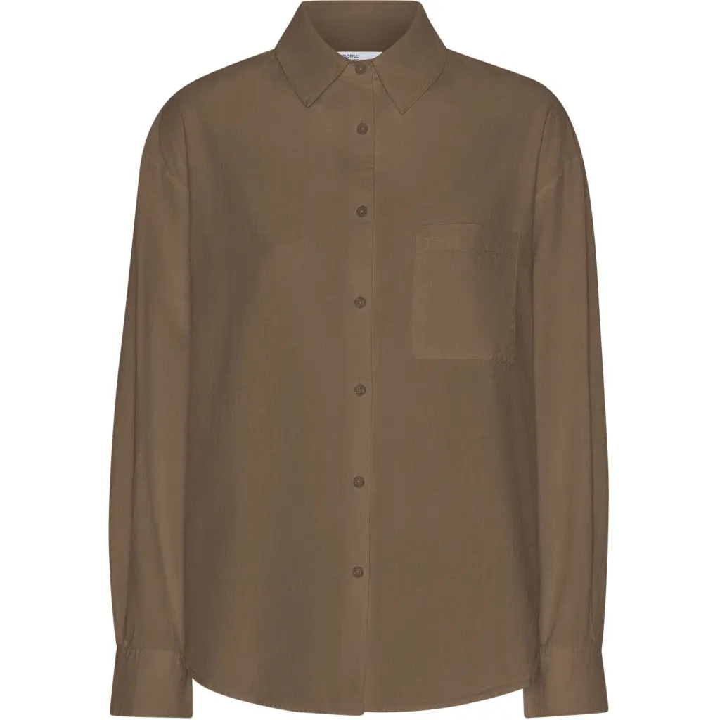 Colorful Standard Women's Brown Oversize Shirt Organic Cedar