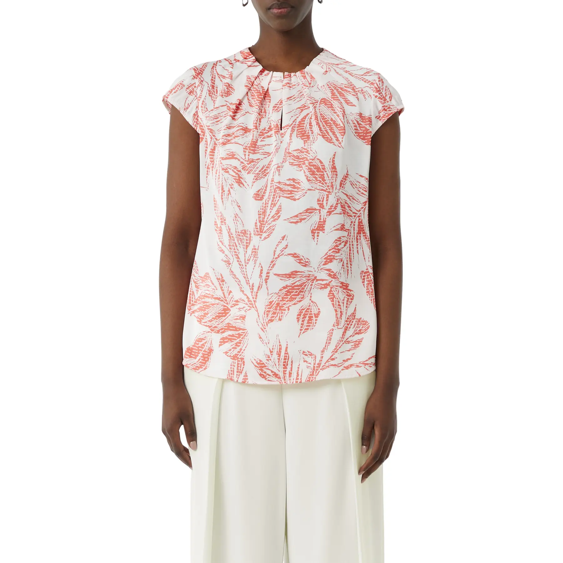 Blusa in satin con stampa e dettagli arricciati donna COMMA