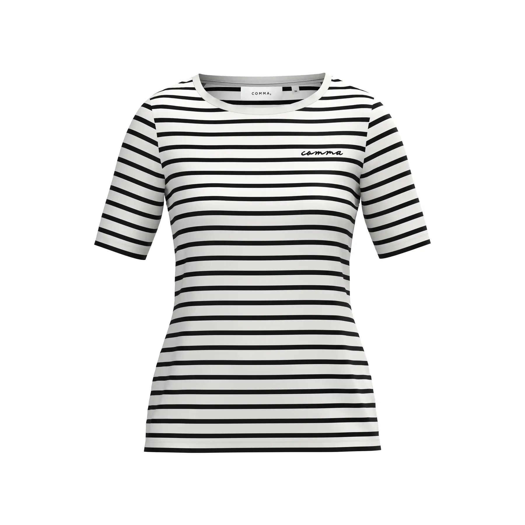 Maglietta a righe con logo ricamato donna COMMA
