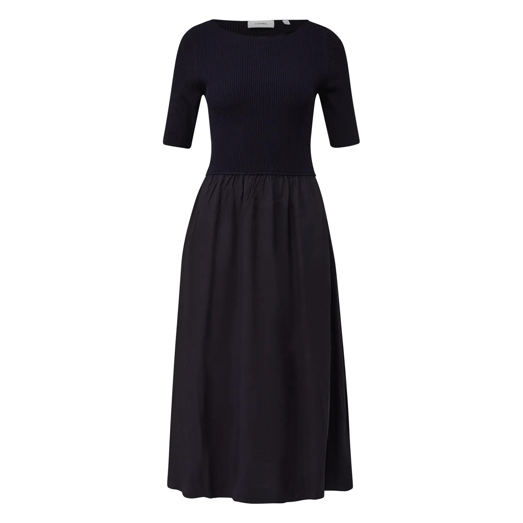 Robe midi en viscose ajustée à ourlet évasé femme COMMA Robe midi en viscose ajustée à ourlet évasé femme COMMA