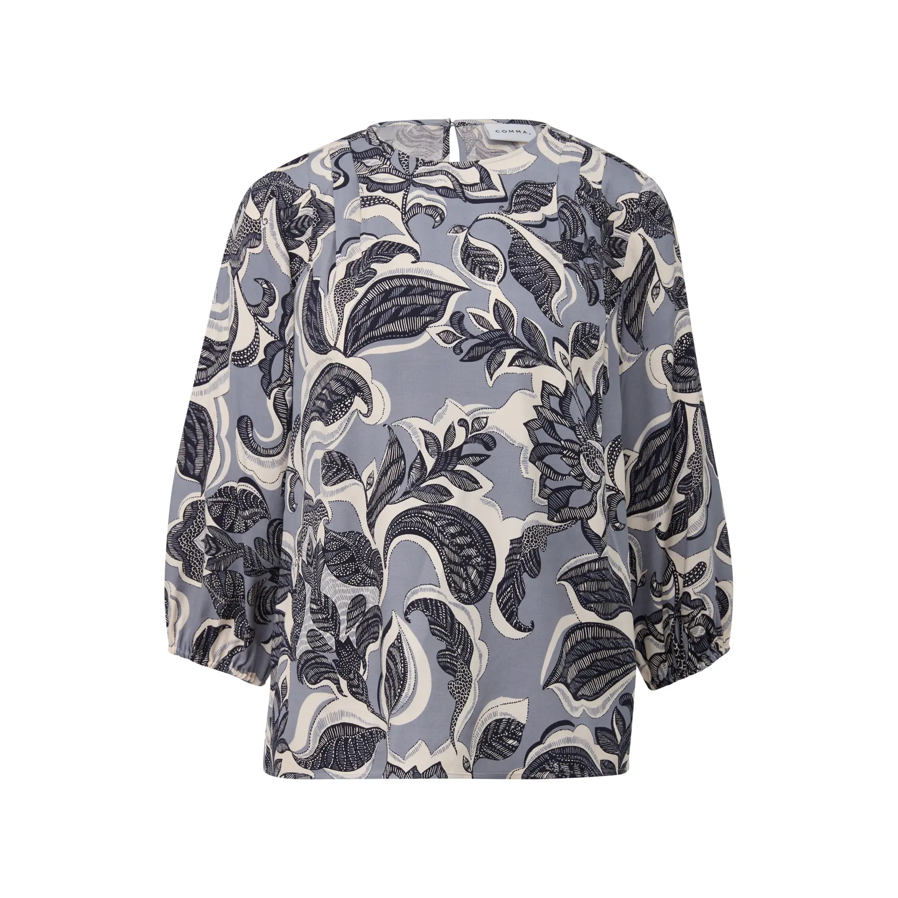 Blusa in tessuto di viscosa con stampa integrale e maniche 3/4 donna COMMA