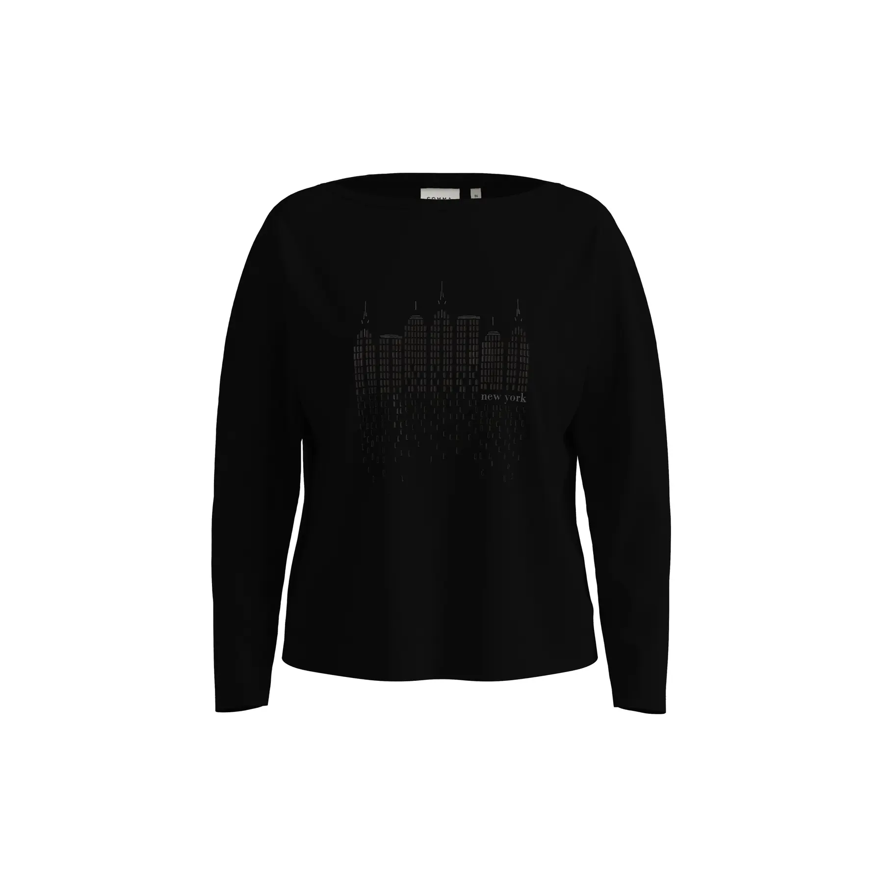 Langarm-T-Shirt mit Frontdruck Bootsausschnitt Damen COMMA