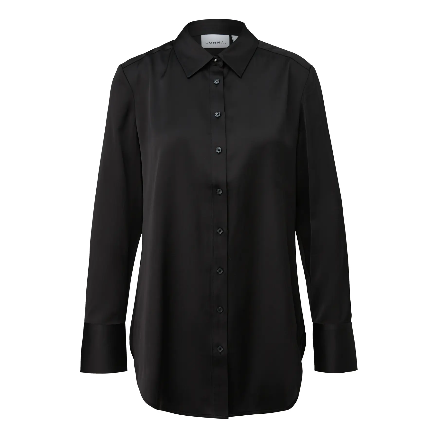 Chemise manches longues en satin à col chemise et plis femme COMMA